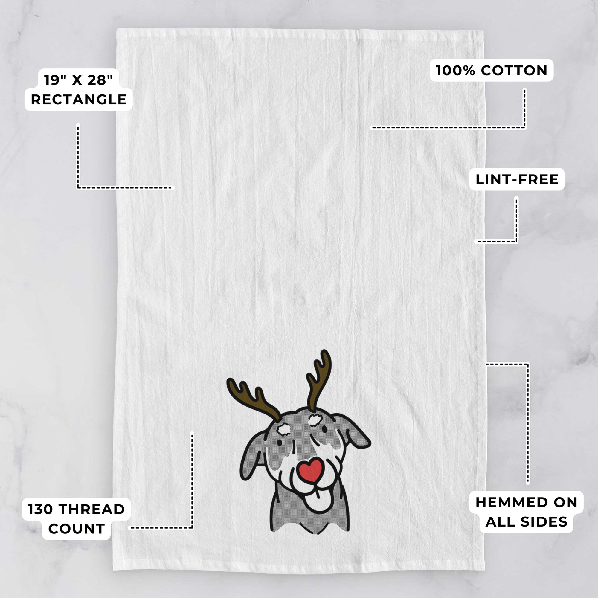 Red Nose Mixed Breed - Lousia - Tea Towel