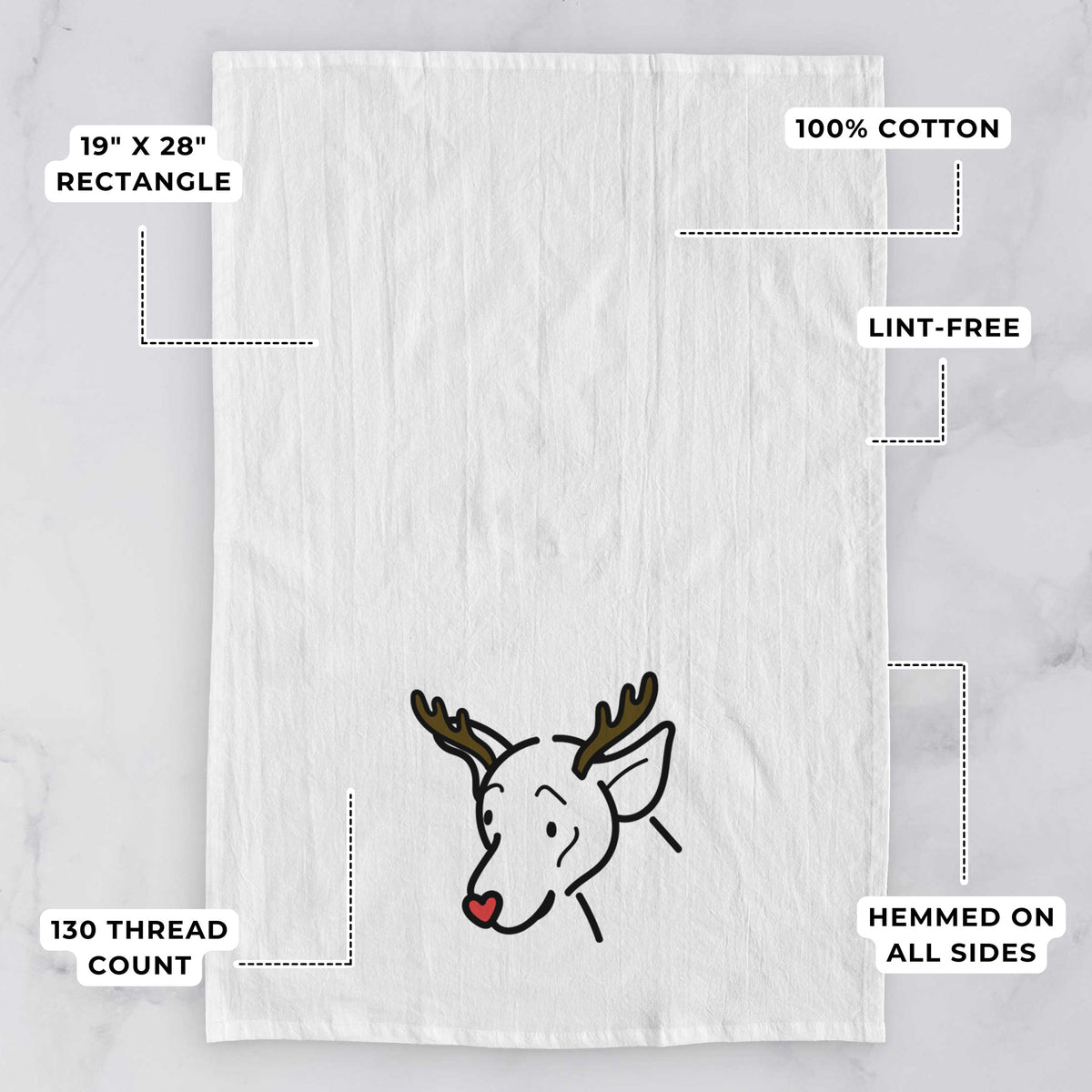 Red Nose Mixed Breed - Lucky - Tea Towel