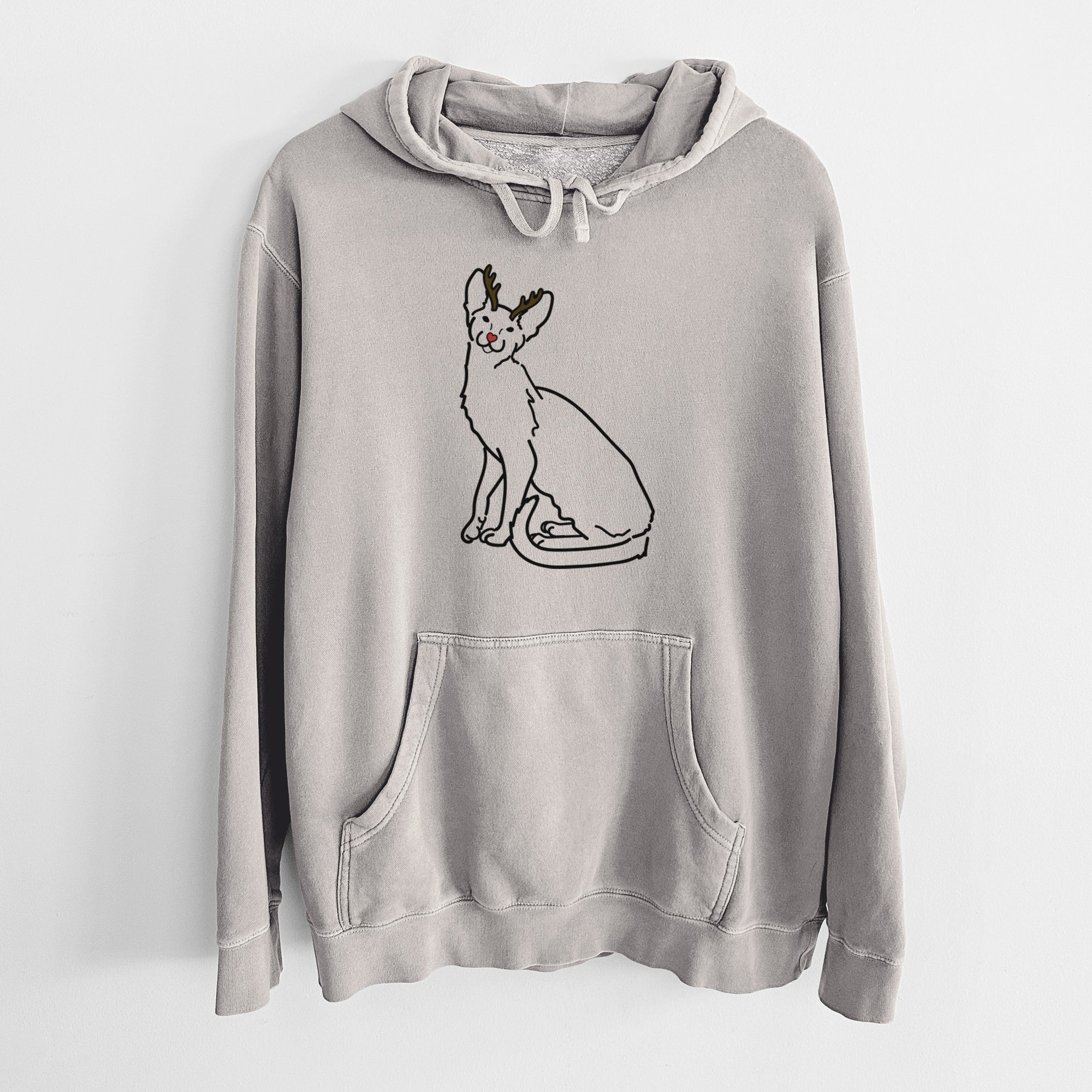 Red Nose Oriental Shorthair Cat - Lyra - Unisex Pigment Dyed Hoodie