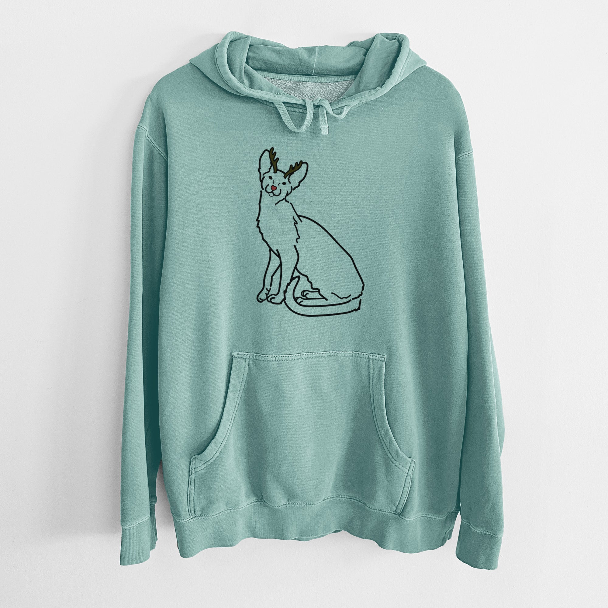 Red Nose Oriental Shorthair Cat - Lyra - Unisex Pigment Dyed Hoodie