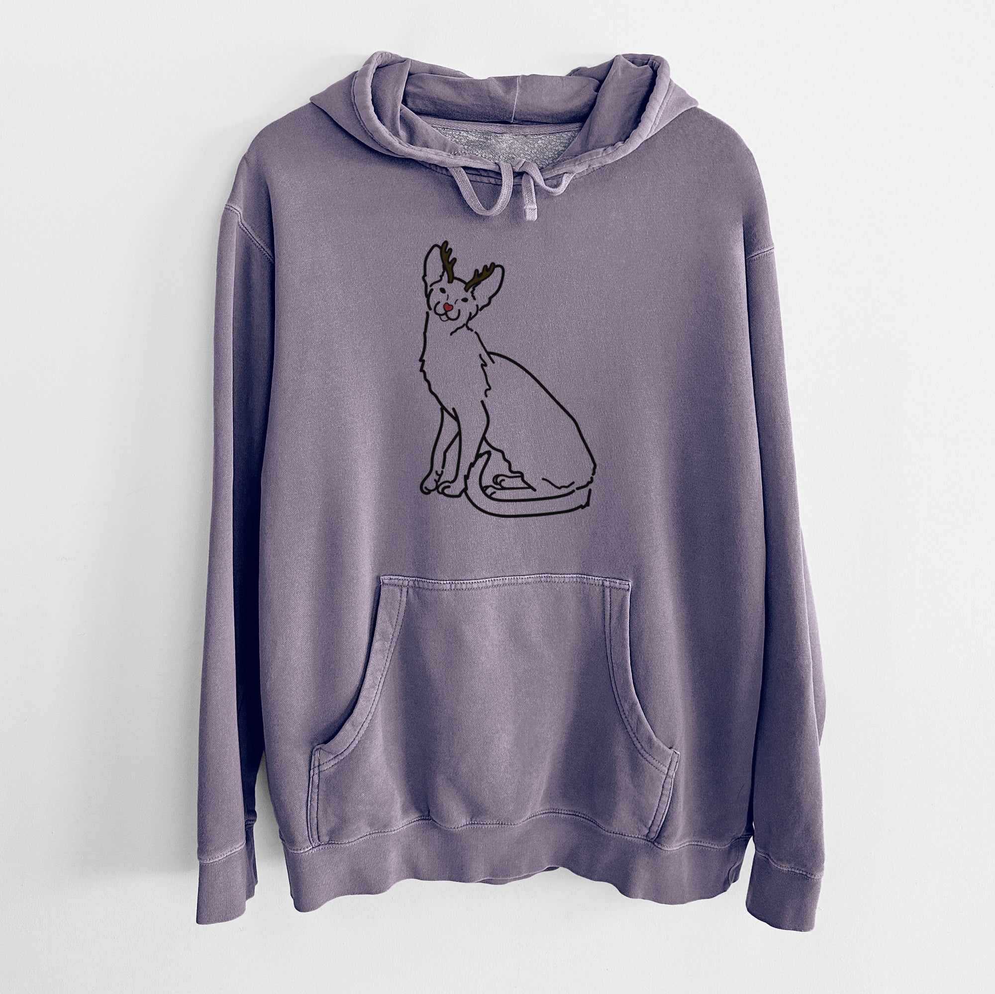 Red Nose Oriental Shorthair Cat - Lyra - Unisex Pigment Dyed Hoodie