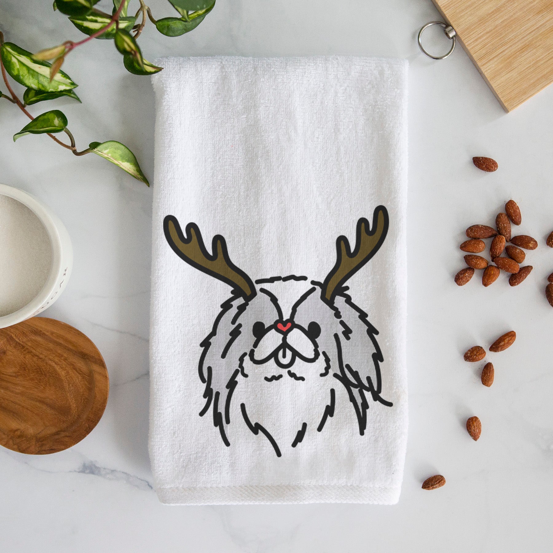 Red Nose Japanese Chin - Macha - Decorative Hand Towel