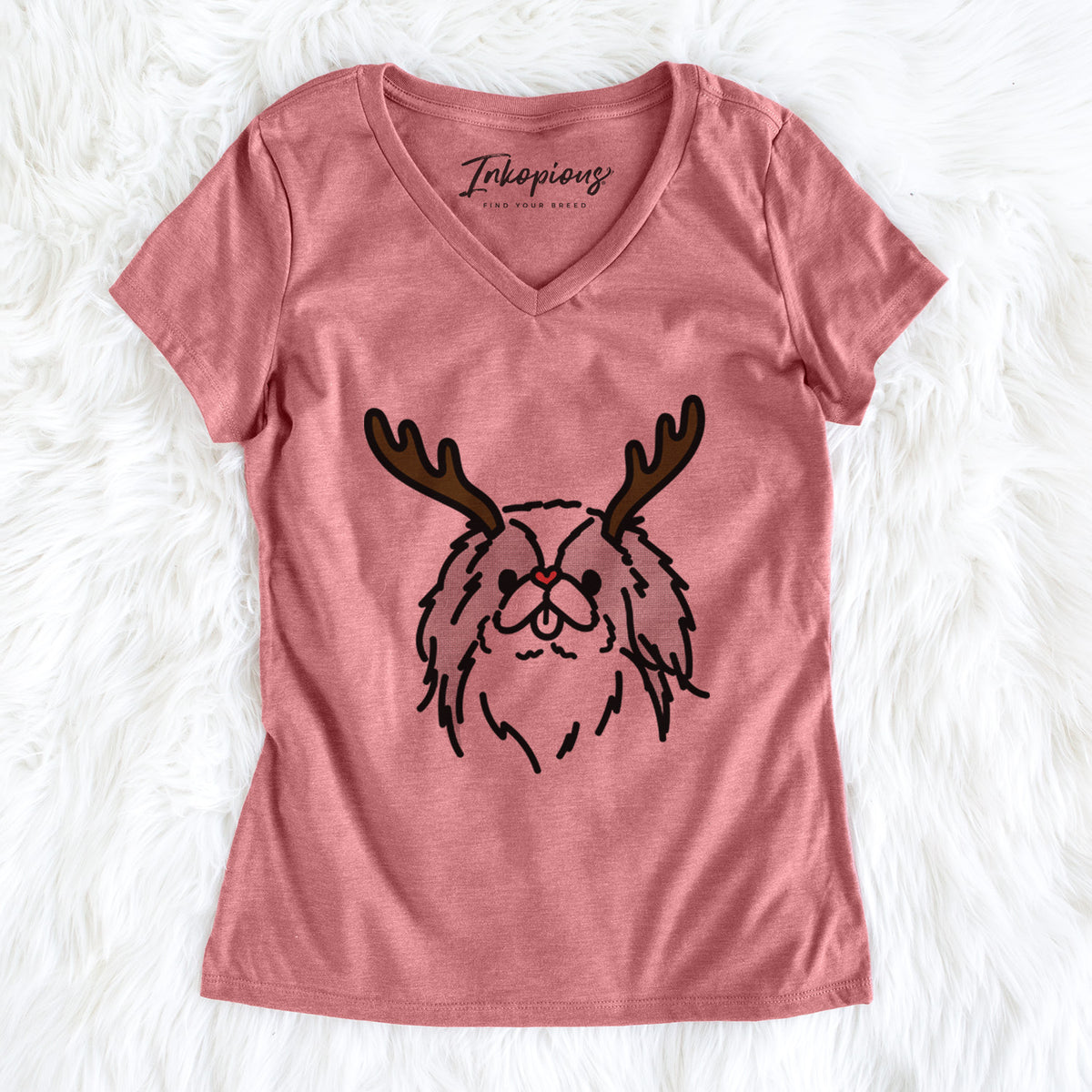 Red Nose Japanese Chin - Macha - Women's Perfect V-neck Shirt