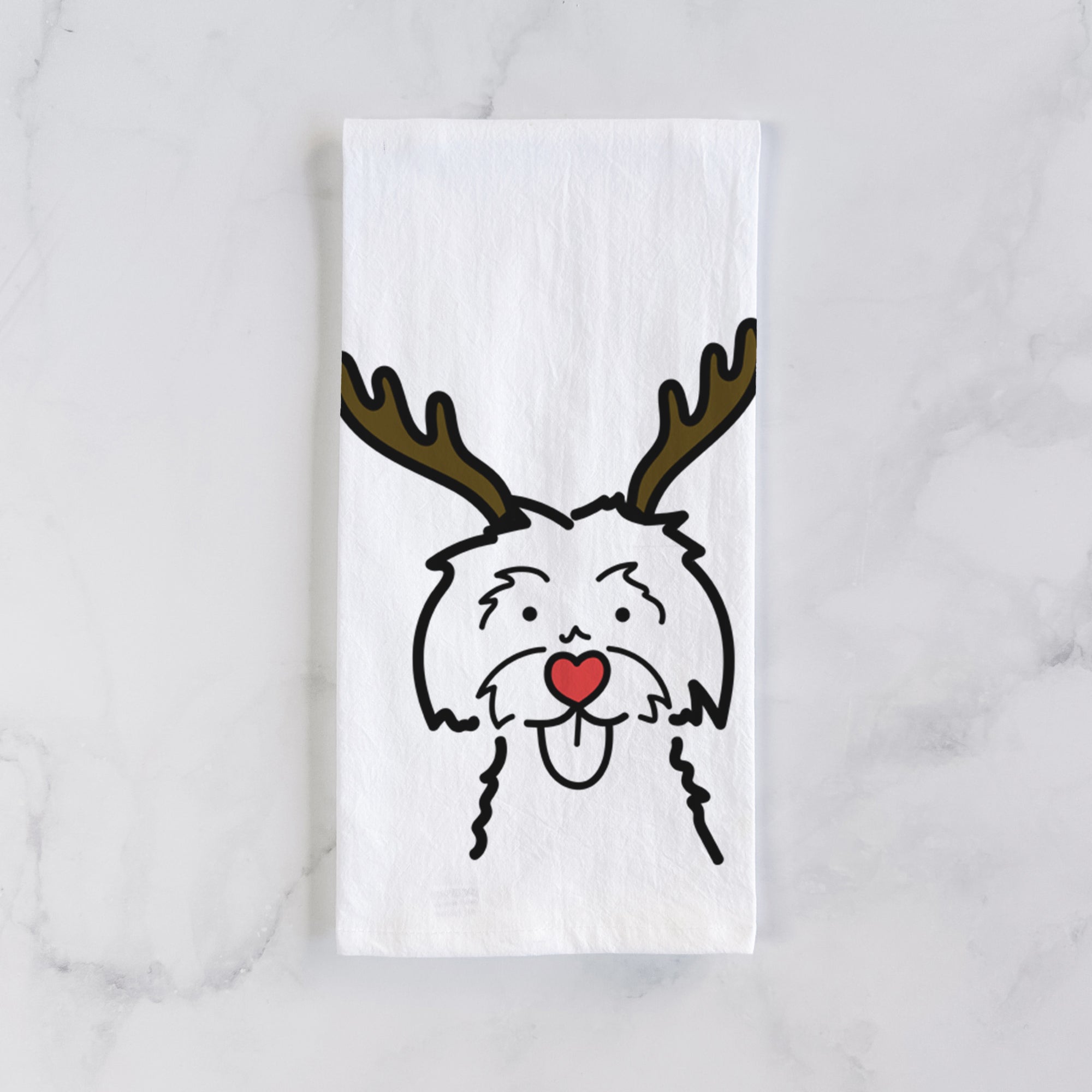 Red Nose Maltese - Tea Towel