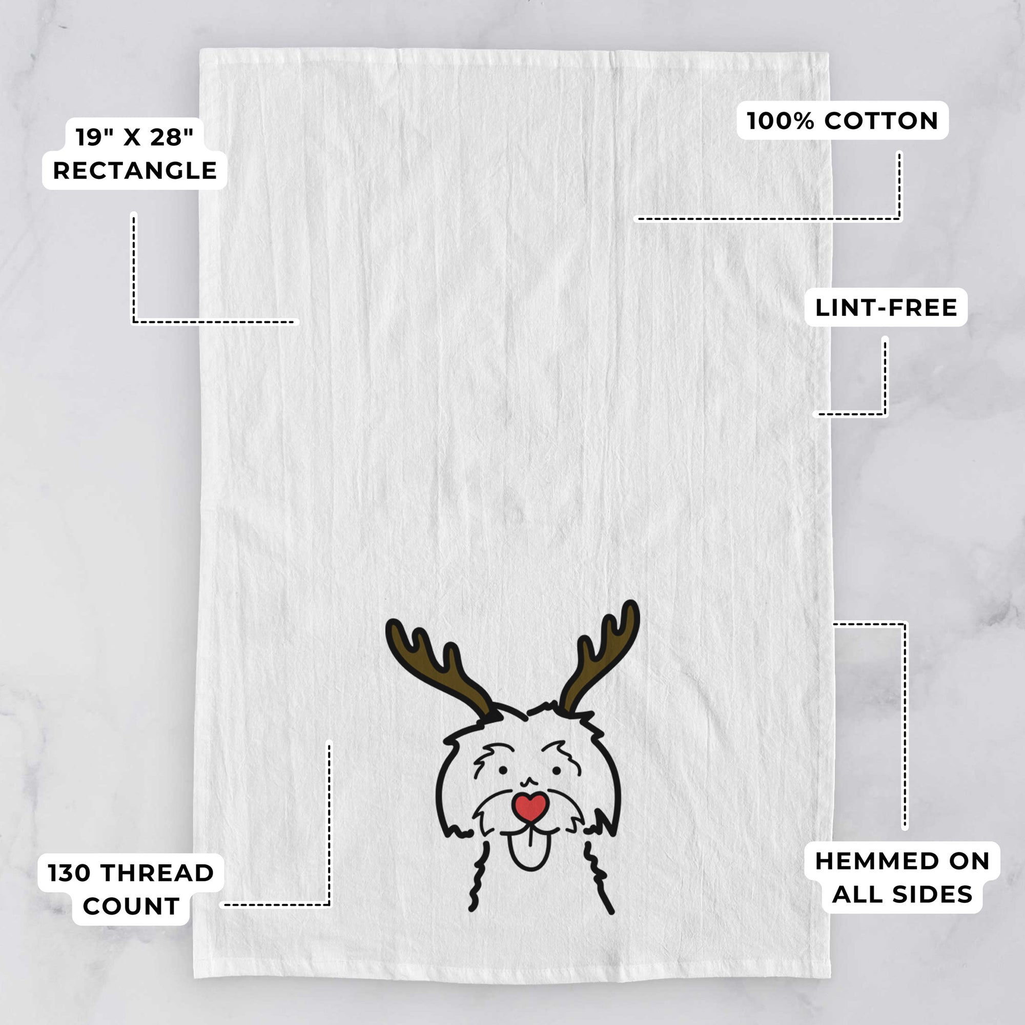 Red Nose Maltese - Tea Towel