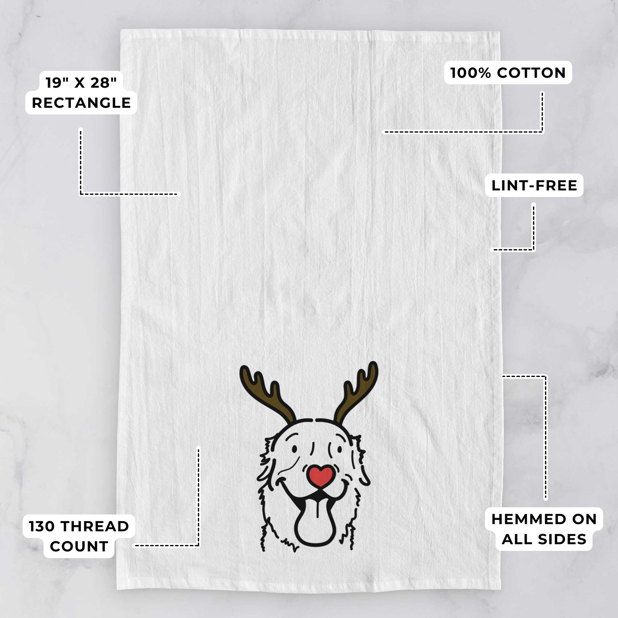 Red Nose Golden Retriever - Maple - Tea Towel