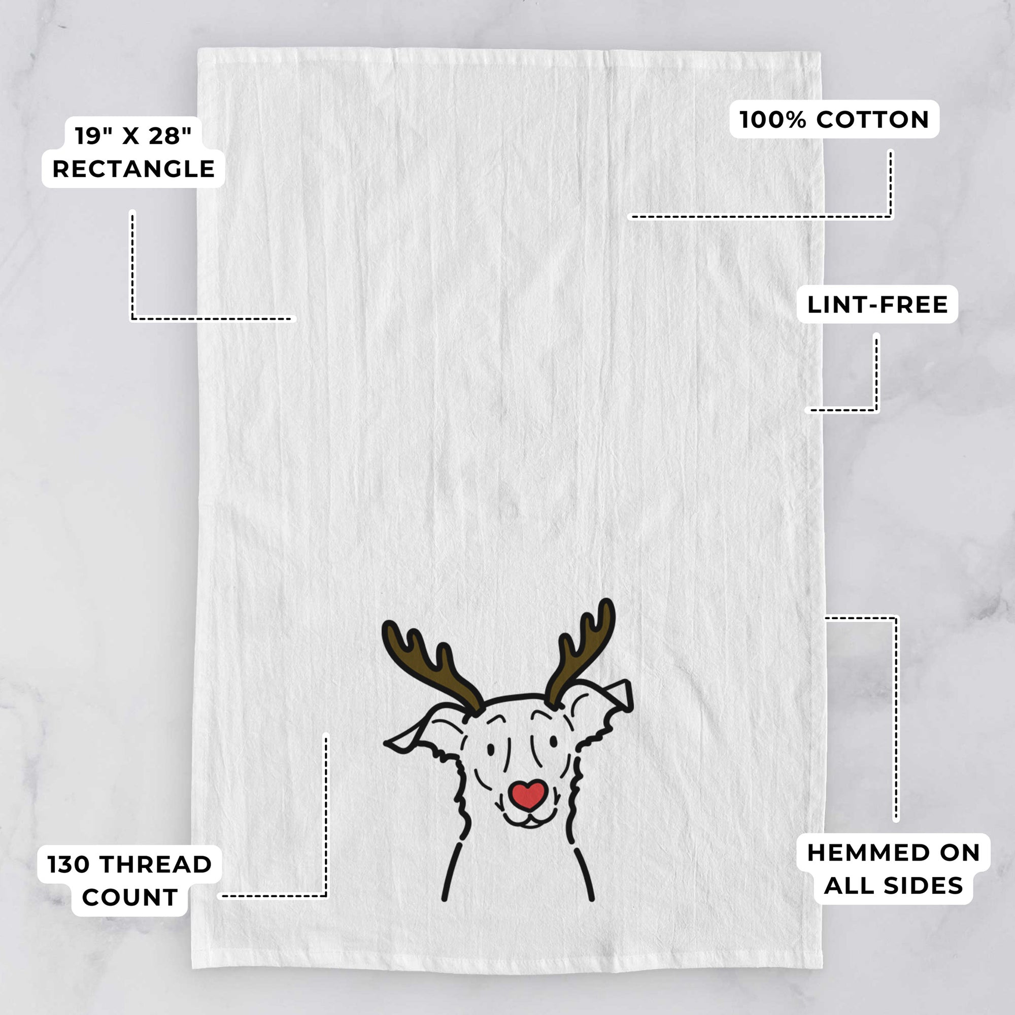 Red Nose Border Collie Mix - Millie - Tea Towel