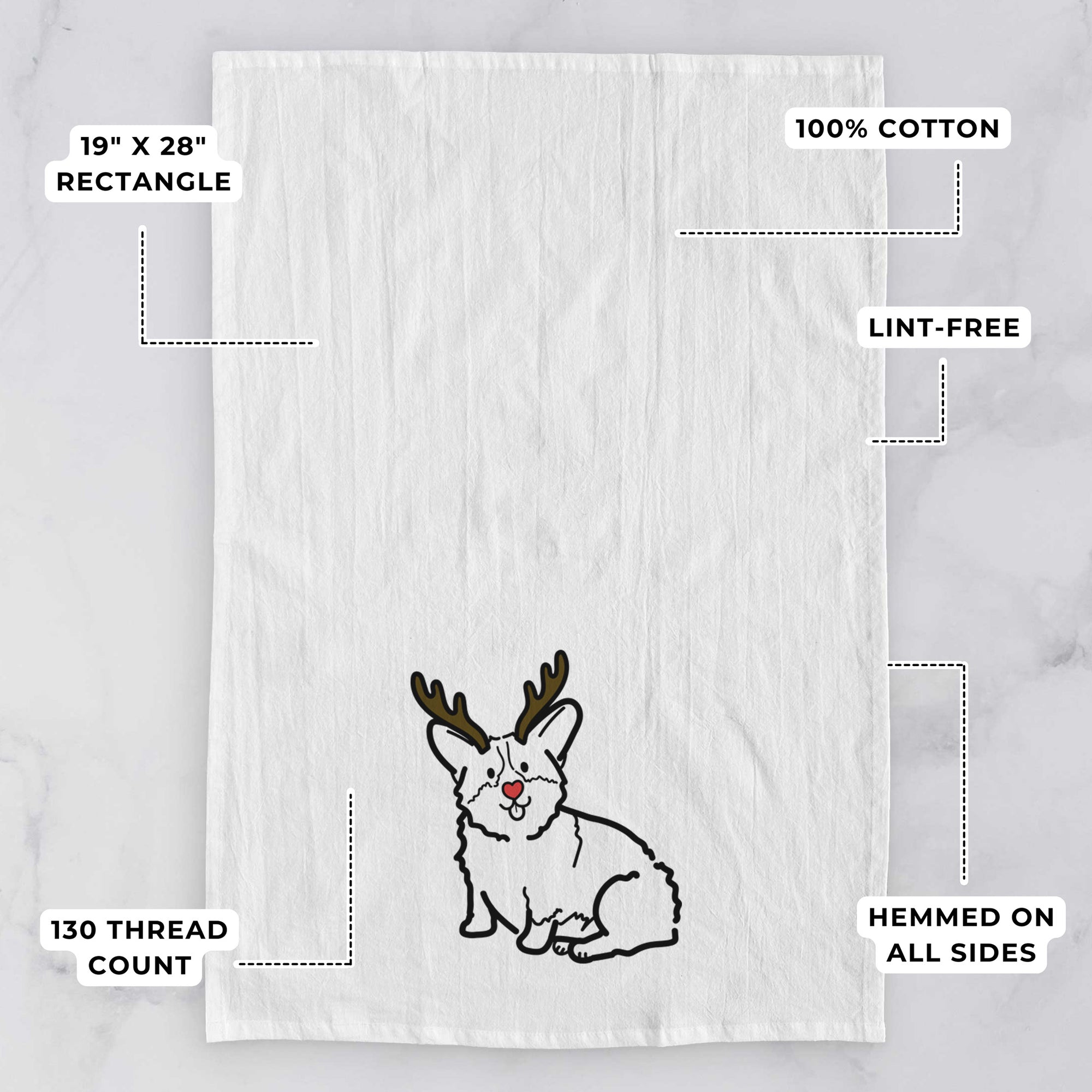 Red Nose Pembroke Welsh Corgi - Millie - Tea Towel