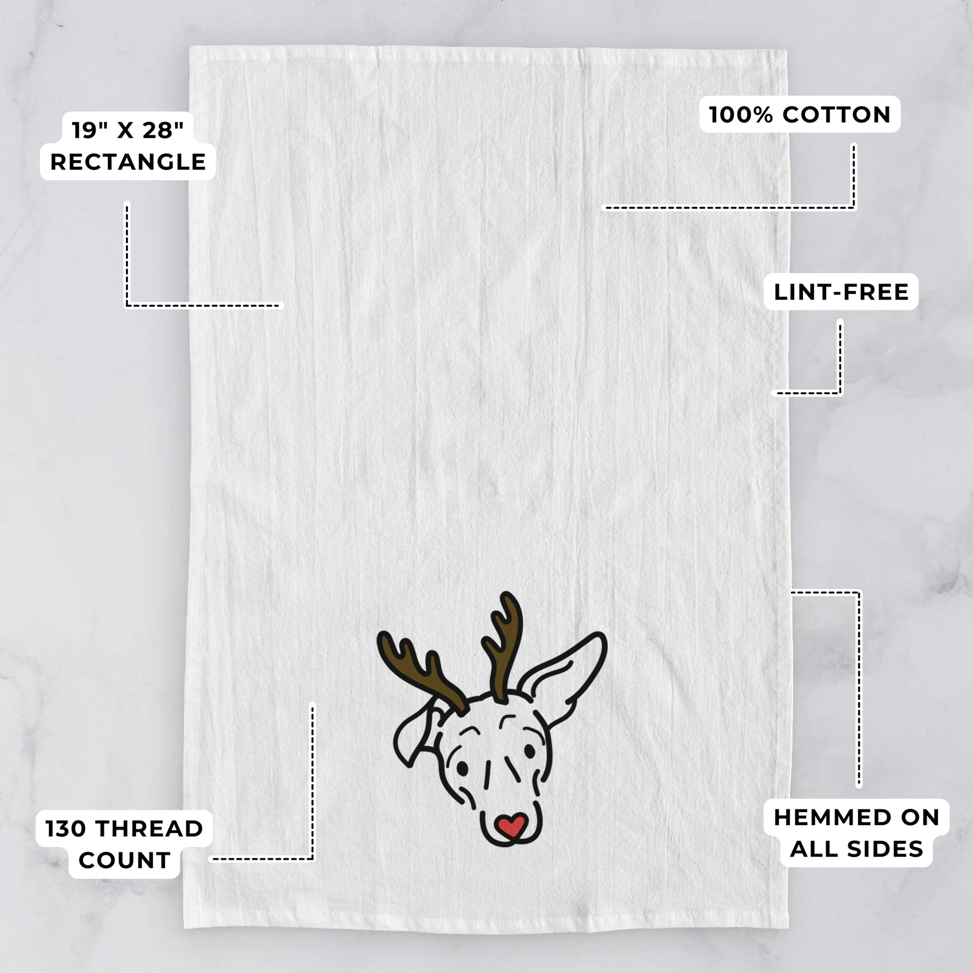 Red Nose Mixed Breed - Millie - Tea Towel