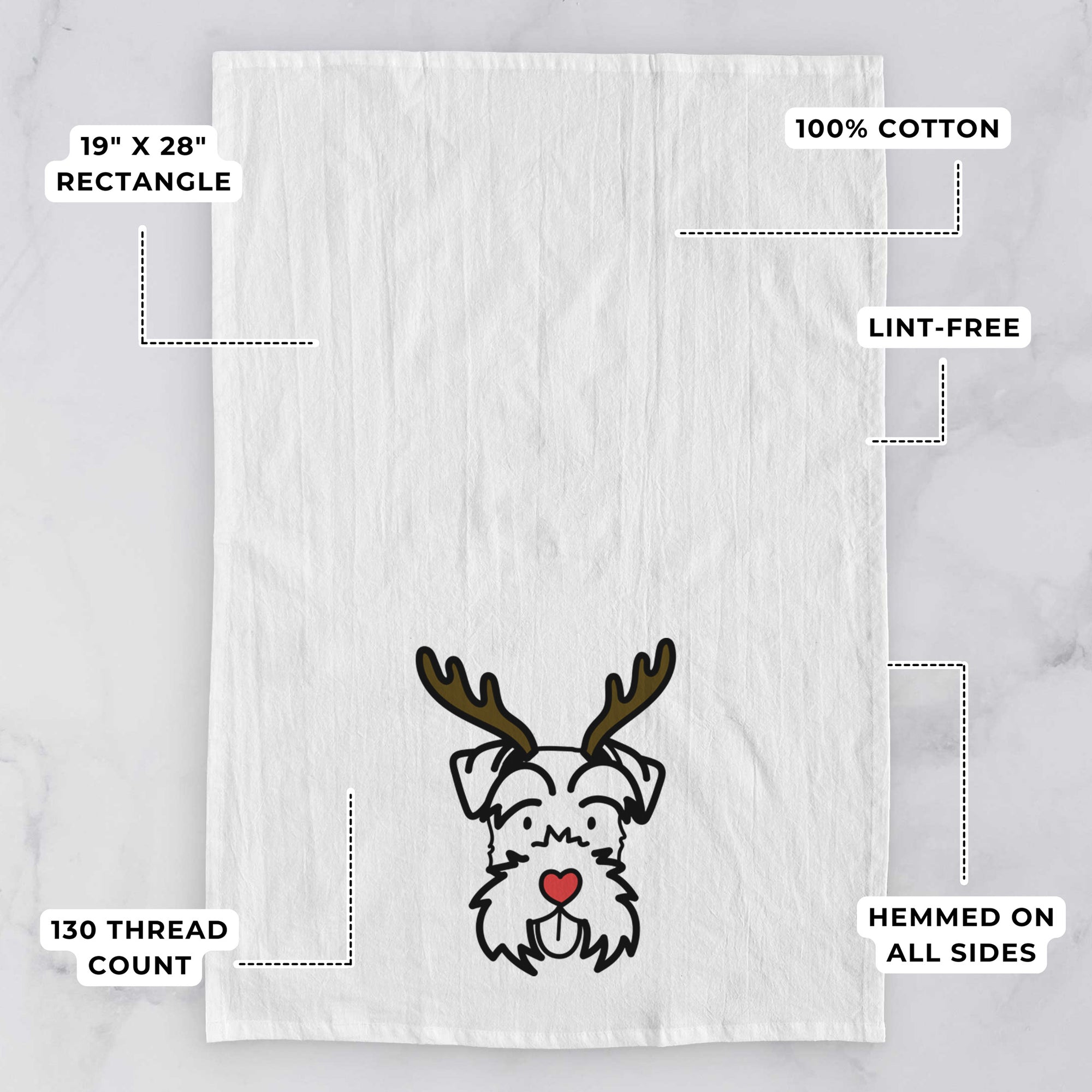 Red Nose Miniature Schnauzer - Tea Towel