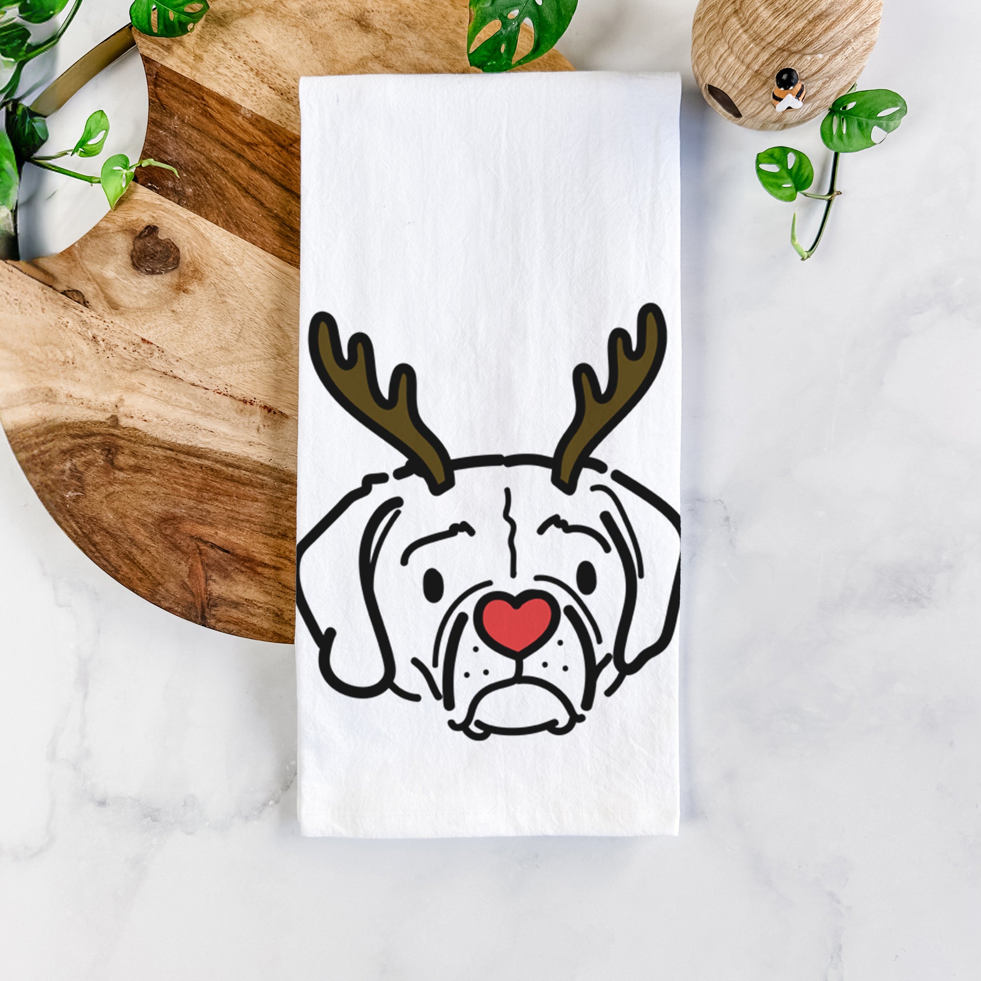 Red Nose Puggle - Mitzi - Tea Towel