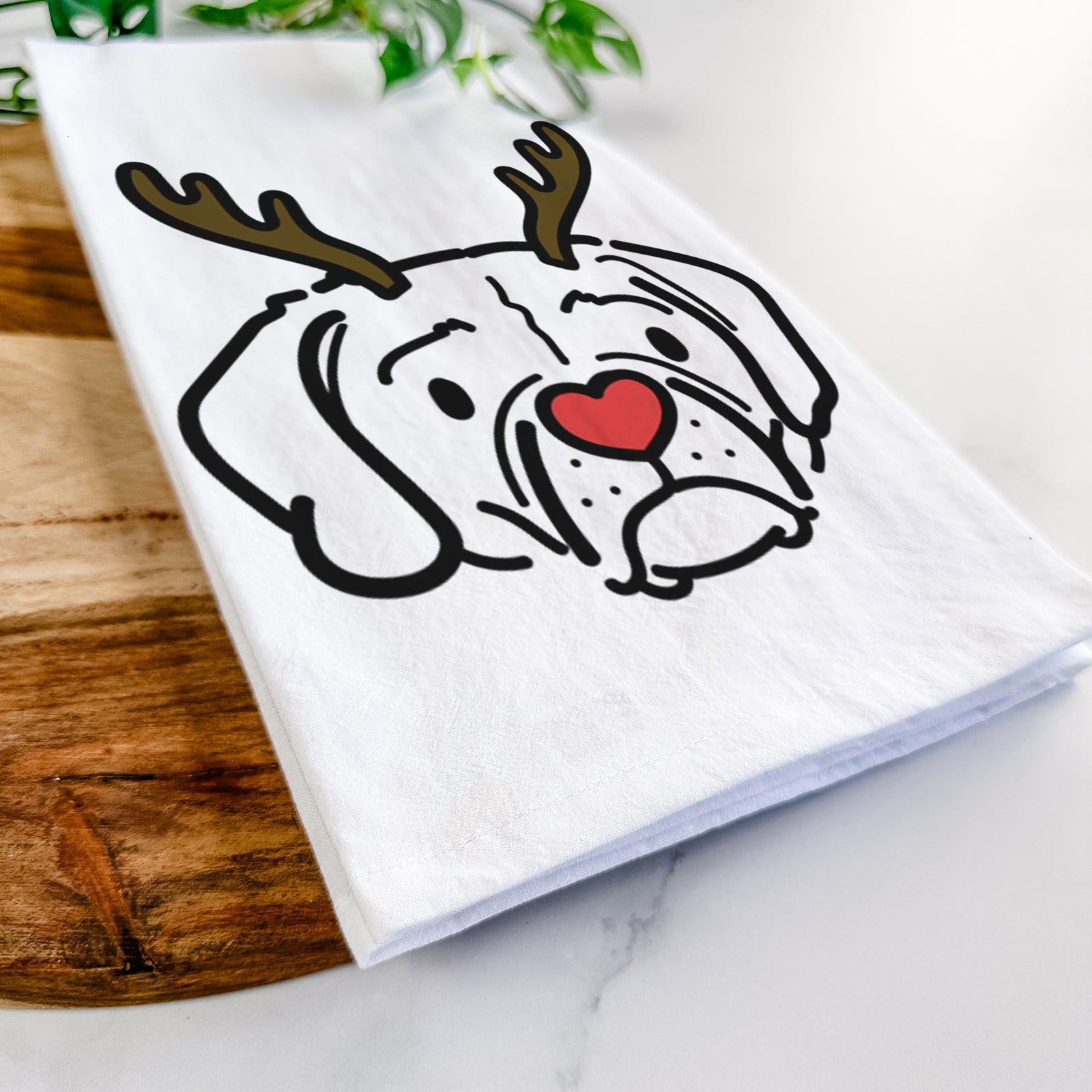 Red Nose Puggle - Mitzi - Tea Towel