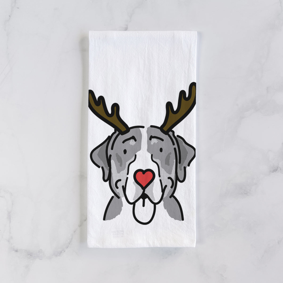 Red Nose Greater Swiss Mountain Dog - Moose - Tea Towel