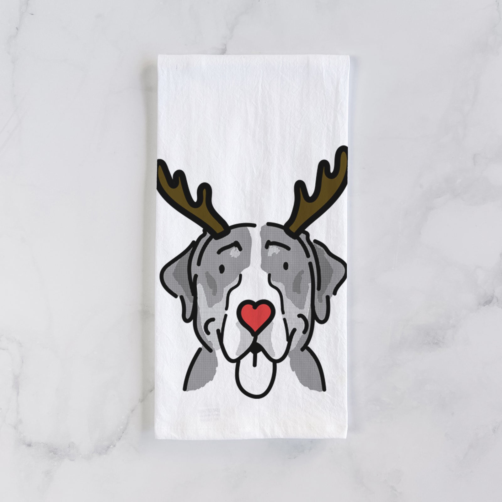 Red Nose Greater Swiss Mountain Dog - Moose - Tea Towel