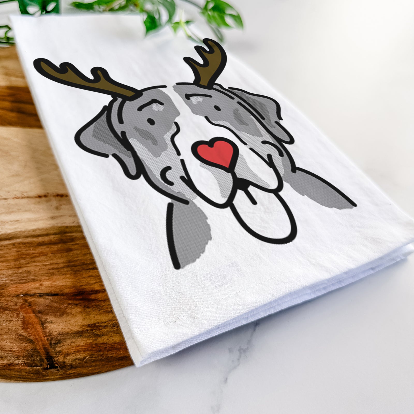 Red Nose Greater Swiss Mountain Dog - Moose - Tea Towel