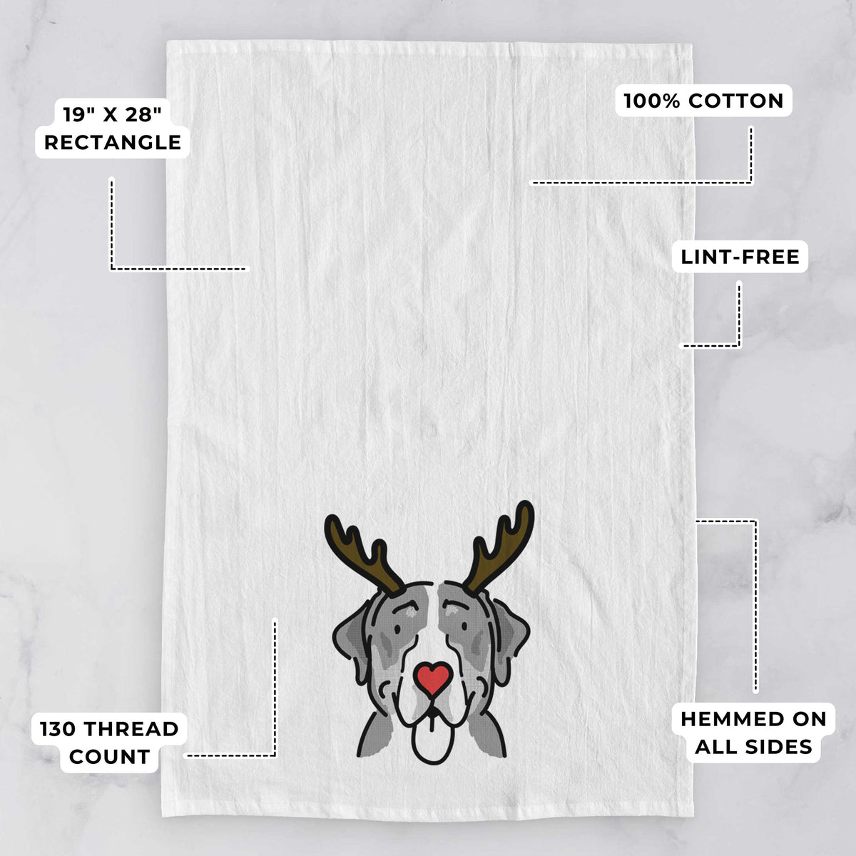 Red Nose Greater Swiss Mountain Dog - Moose - Tea Towel