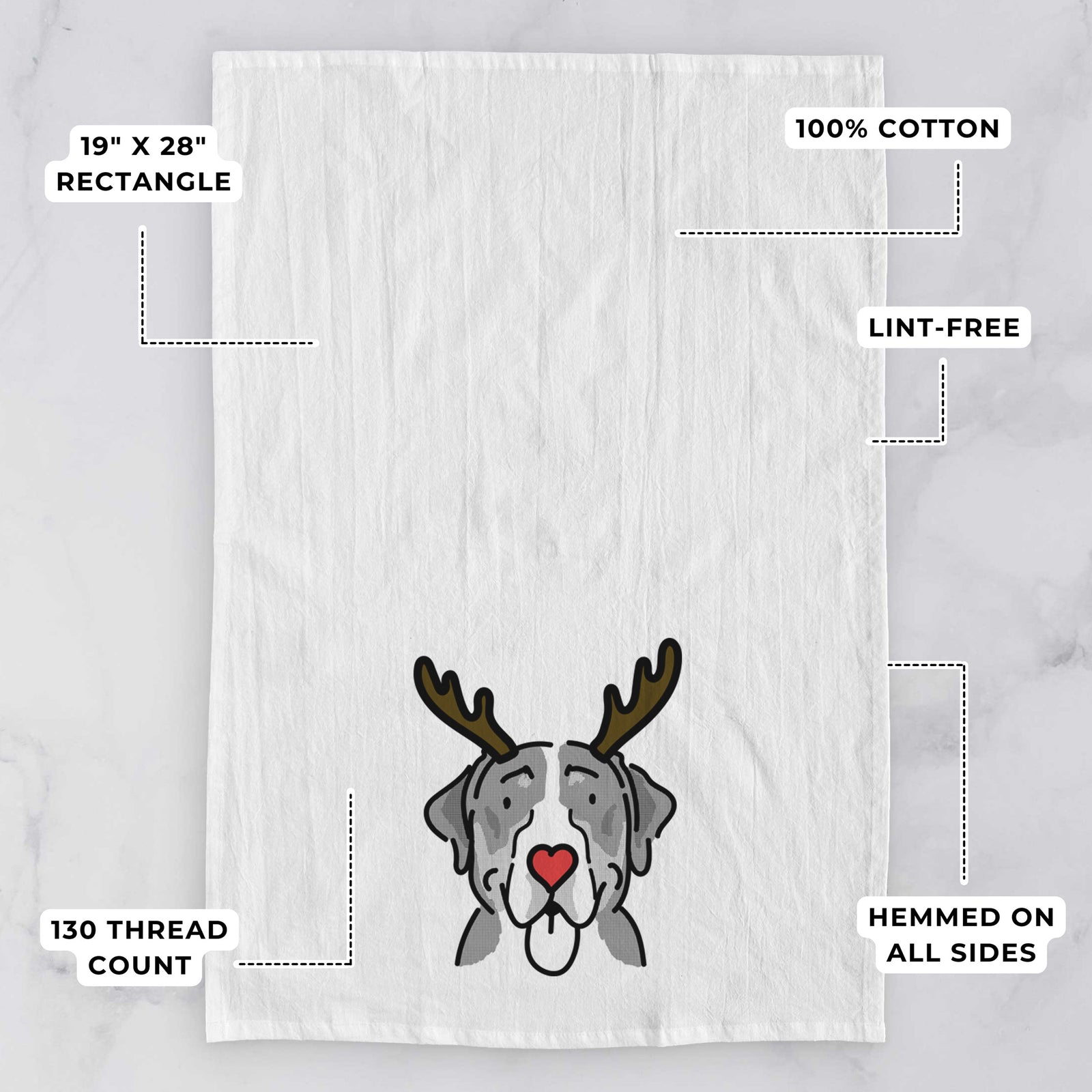 Red Nose Greater Swiss Mountain Dog - Moose - Tea Towel