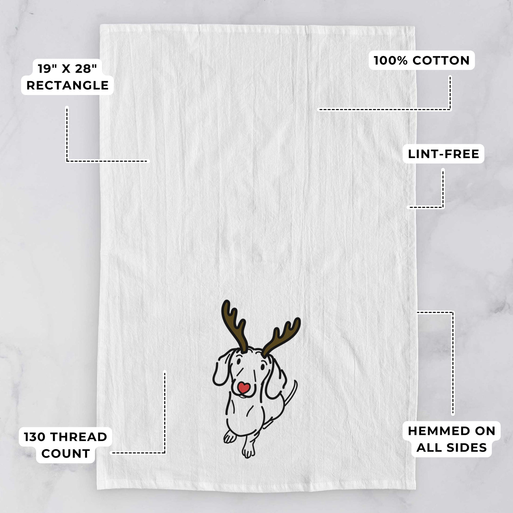 Red Nose Dachshund - Moxie - Tea Towel