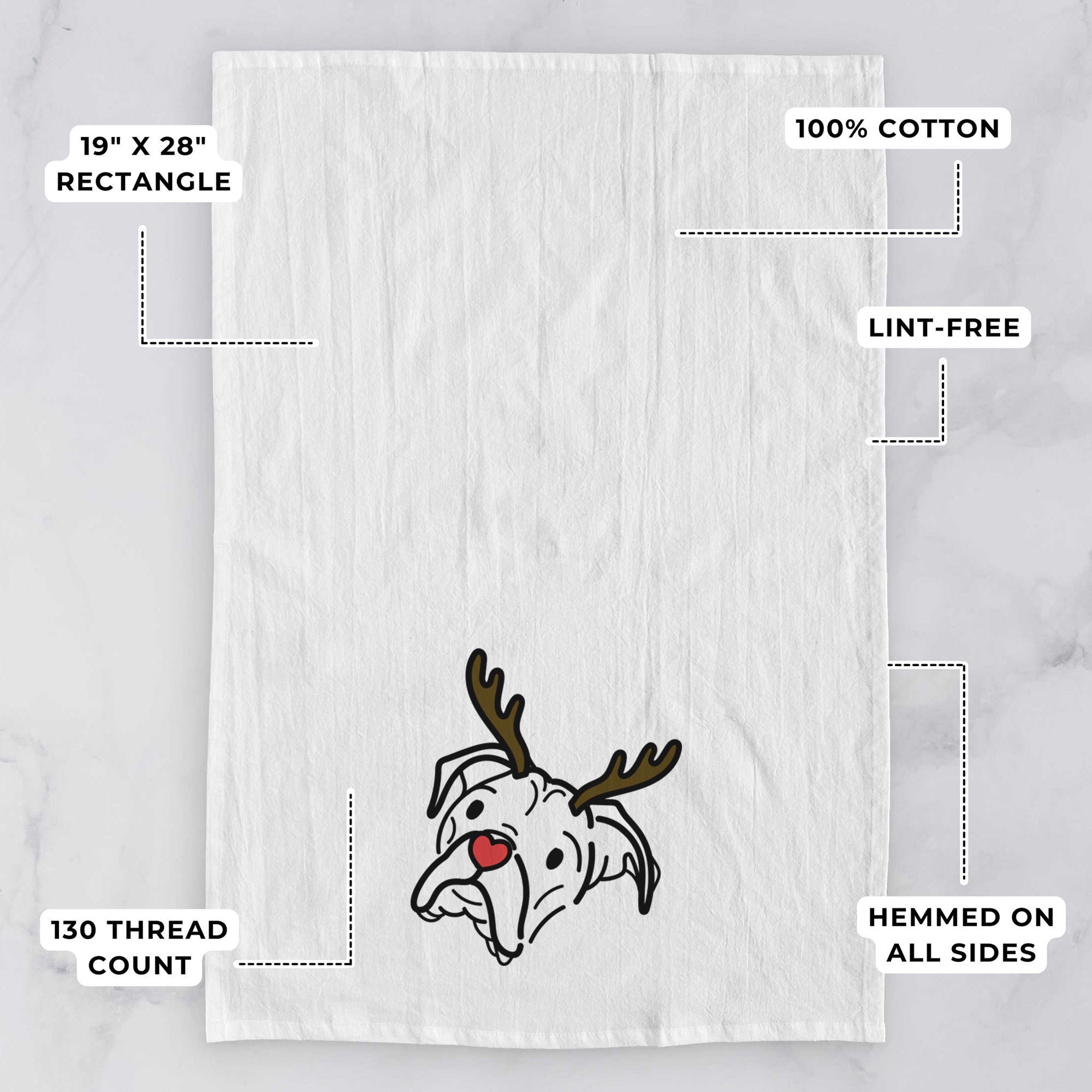 Red Nose Boxer - Noodle - Tea Towel