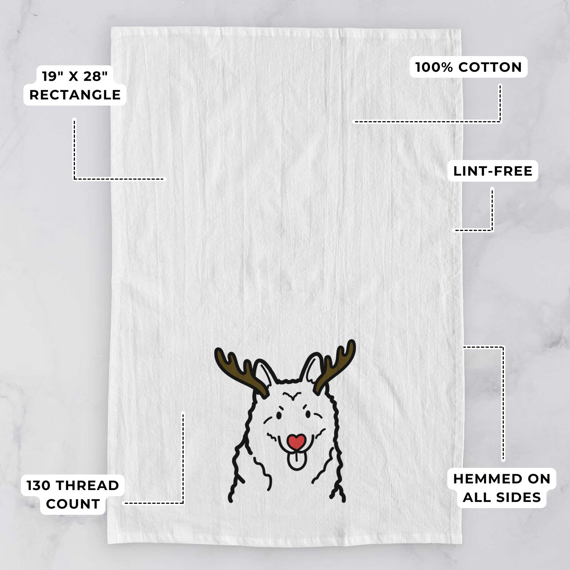 Red Nose Norwegian Elkhound - Tea Towel