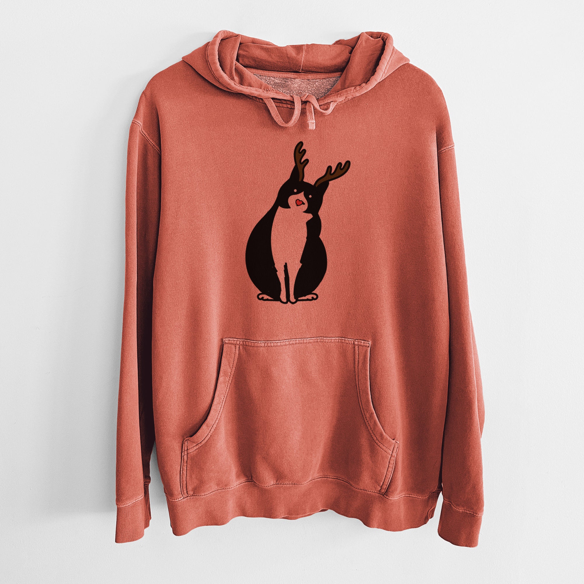 Red Nose Tuxedo Cat - Oliver - Unisex Pigment Dyed Hoodie