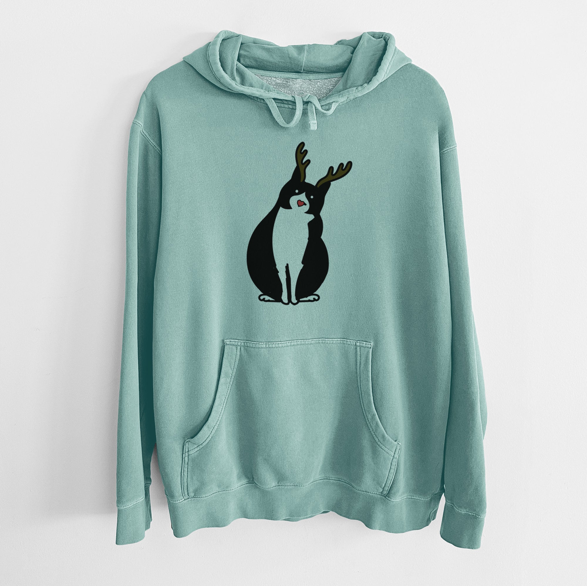 Red Nose Tuxedo Cat - Oliver - Unisex Pigment Dyed Hoodie