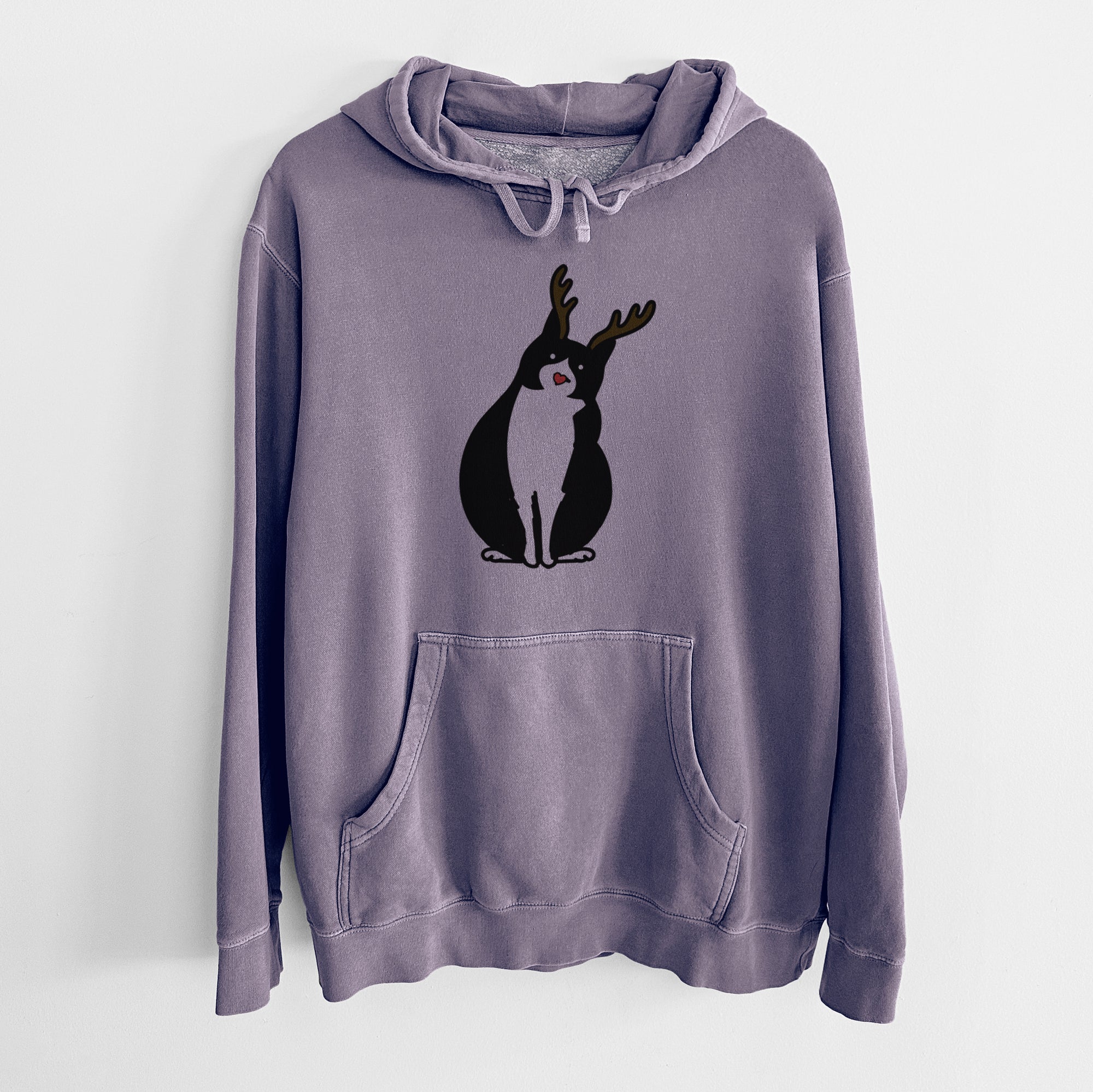 Red Nose Tuxedo Cat - Oliver - Unisex Pigment Dyed Hoodie