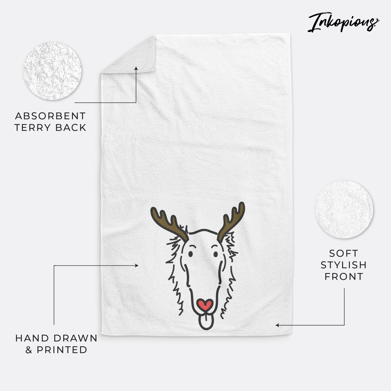 Red Nose Borzoi - Opal - Decorative Hand Towel