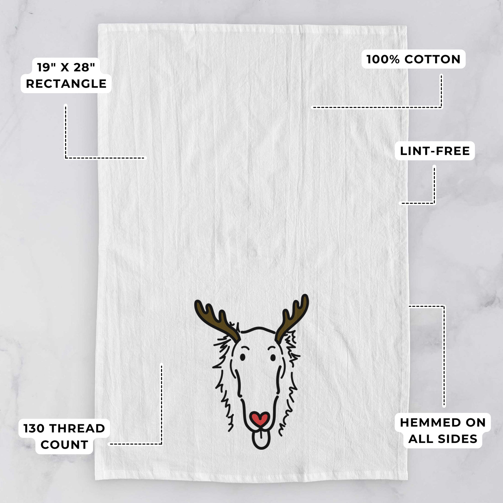 Red Nose Borzoi - Opal - Tea Towel