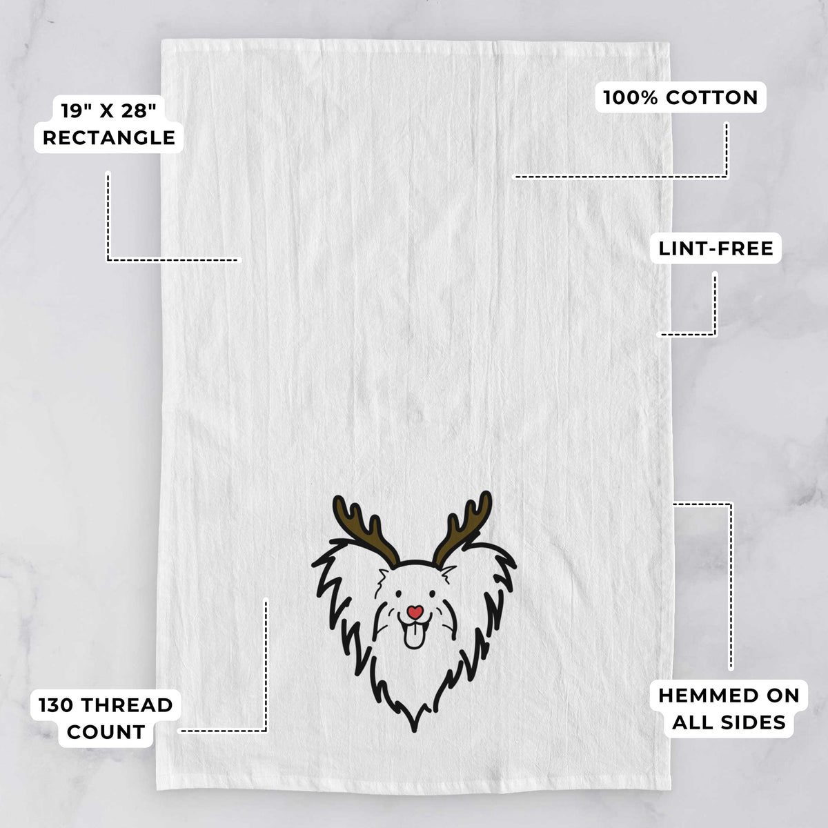 Red Nose Papillon - Tea Towel