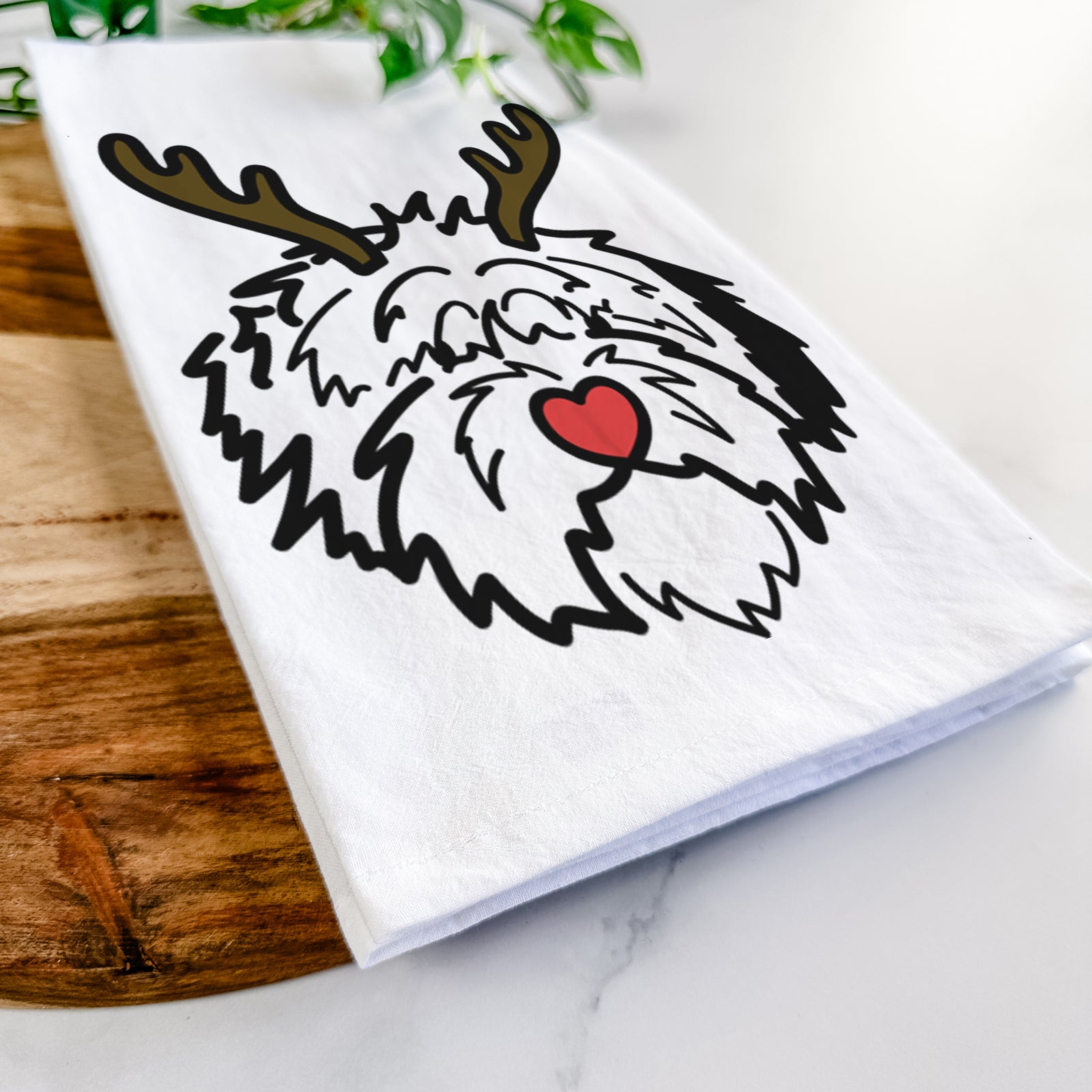 Red Nose Old English Sheepdog - Penny - Tea Towel