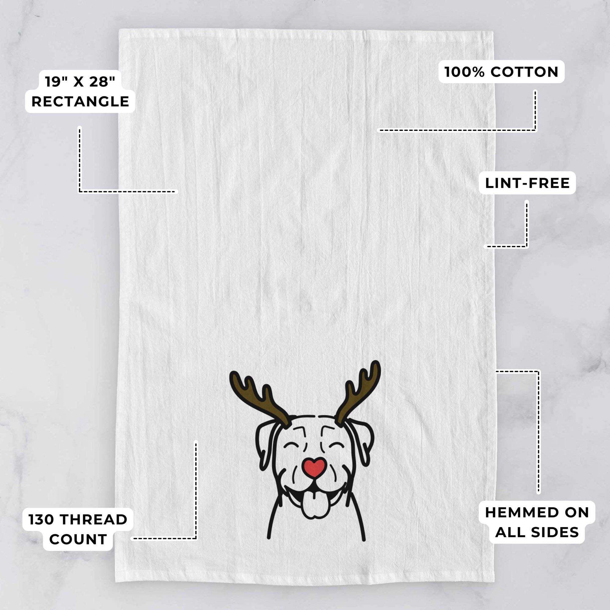 Red Nose Pitbull - Tea Towel