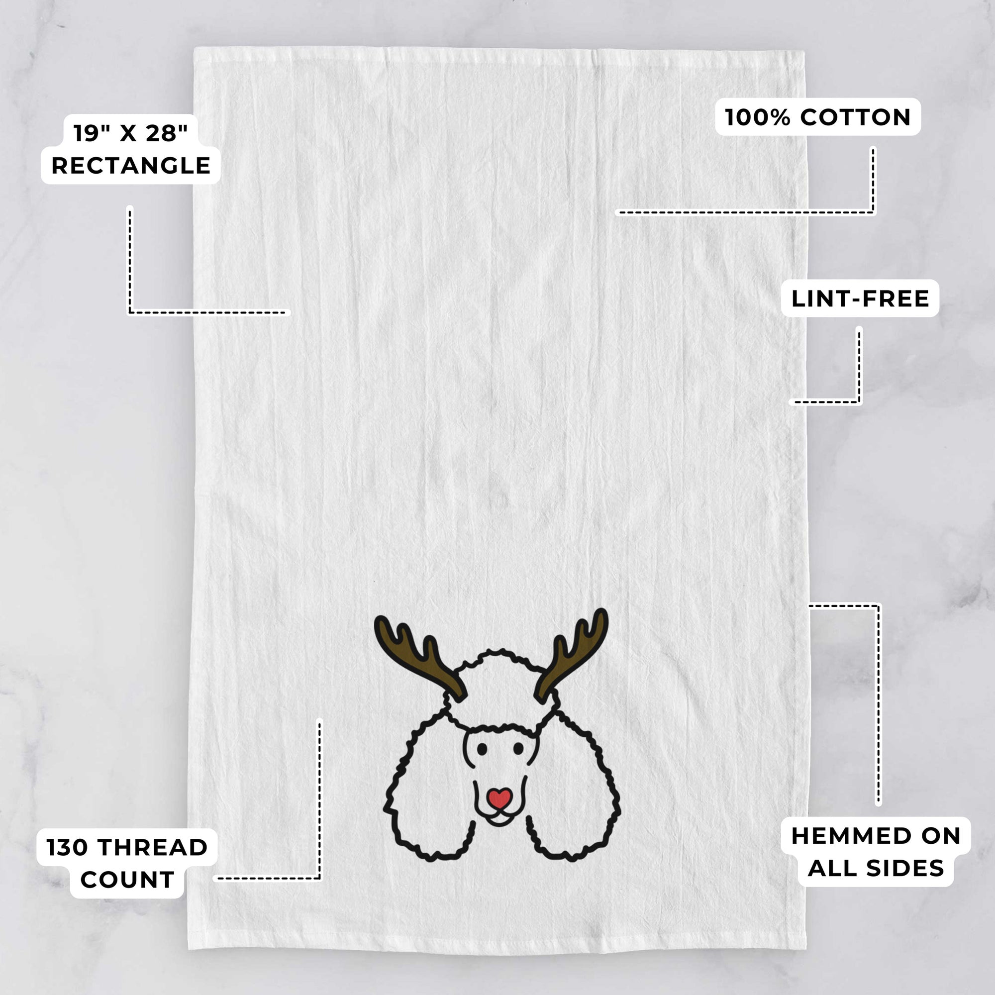 Red Nose Poodle - Tea Towel