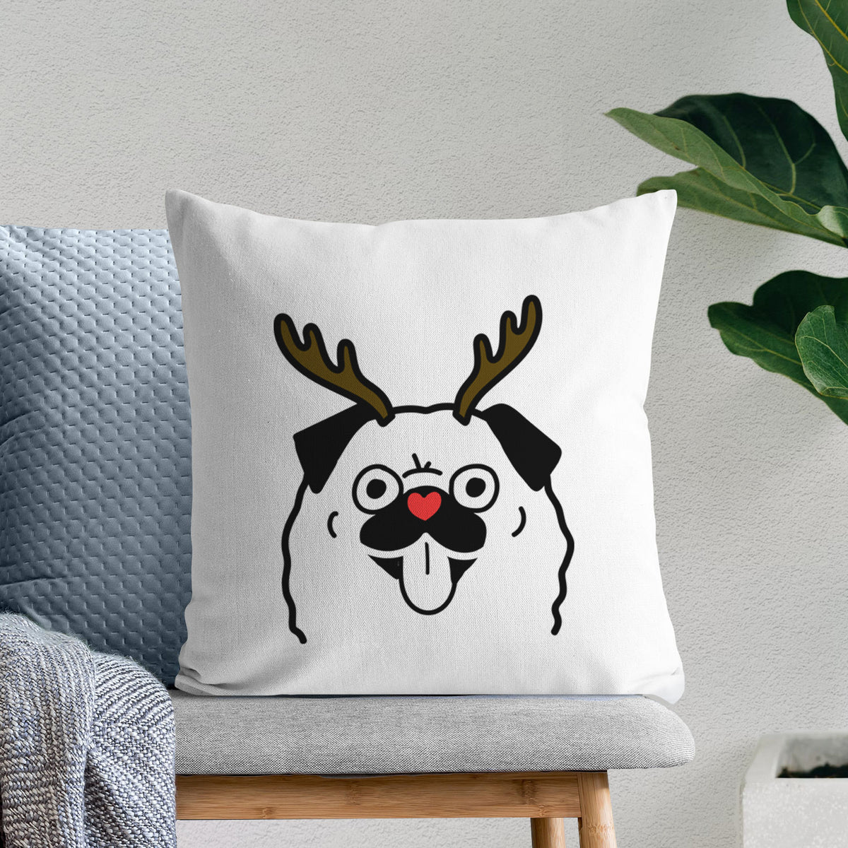 Love Always Pug - Throw Pillow Cover
