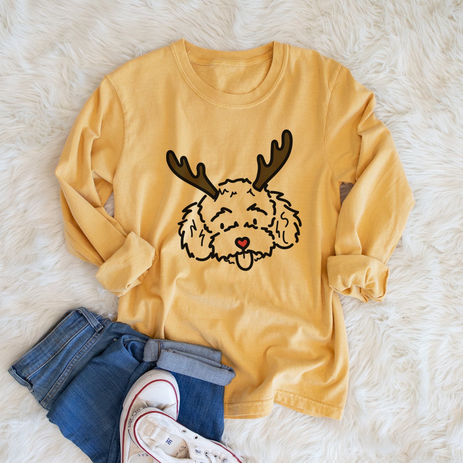 Red Nose Toy Poodle - Ricci - Heavyweight 100% Cotton Long Sleeve