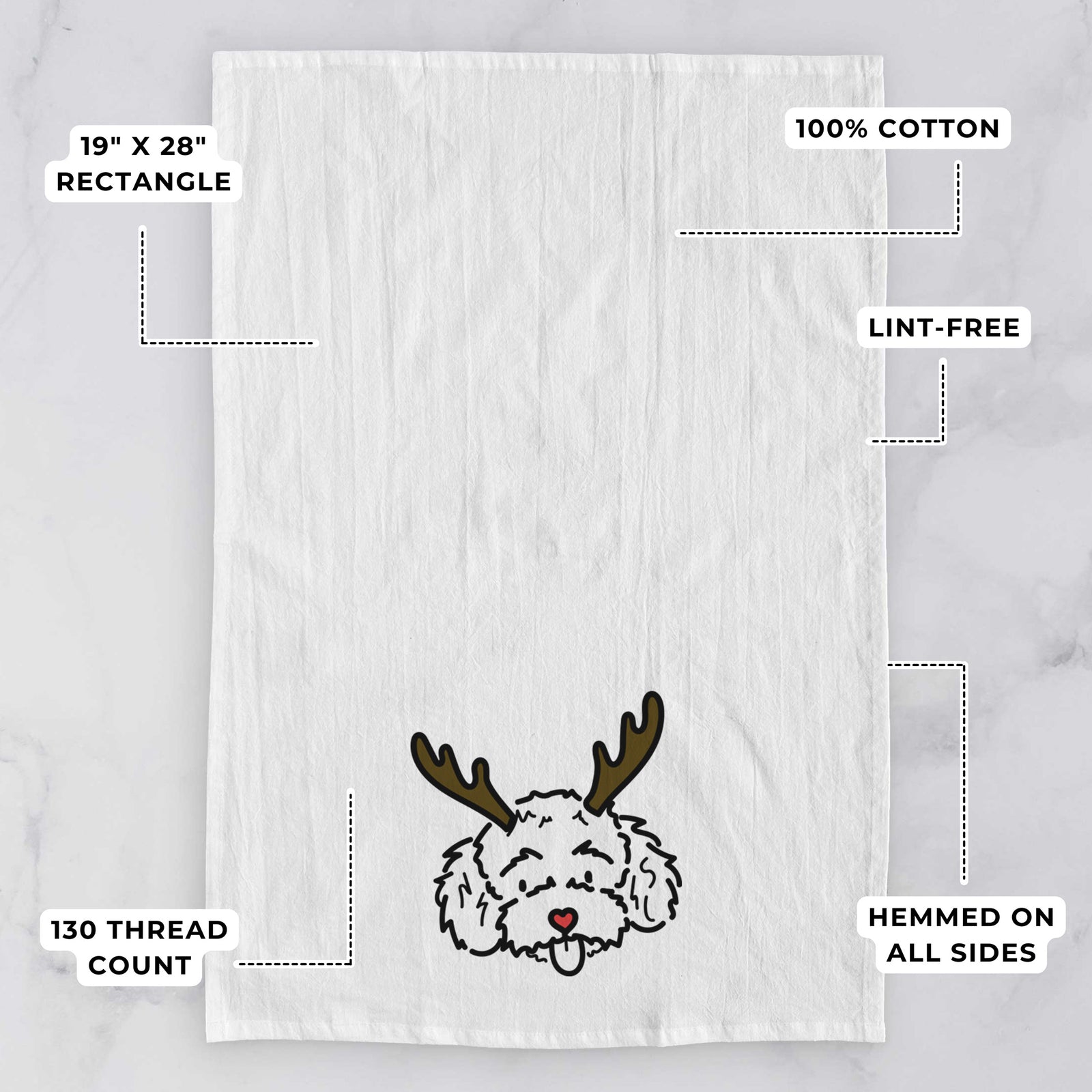 Red Nose Toy Poodle - Ricci - Tea Towel