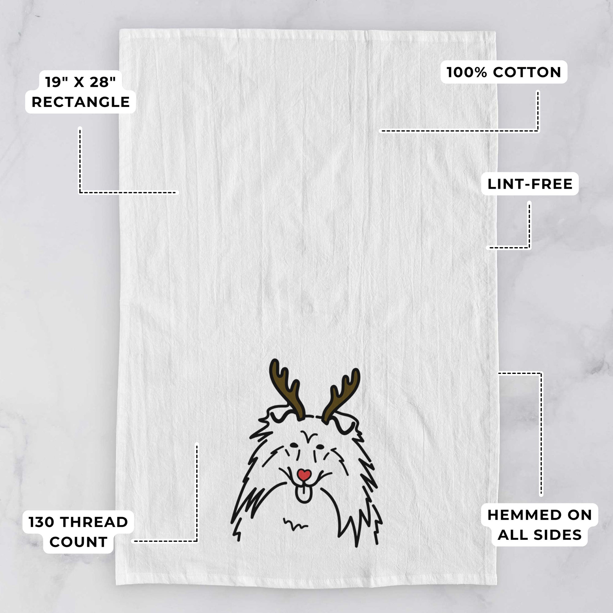 Red Nose Rough Collie - Tea Towel