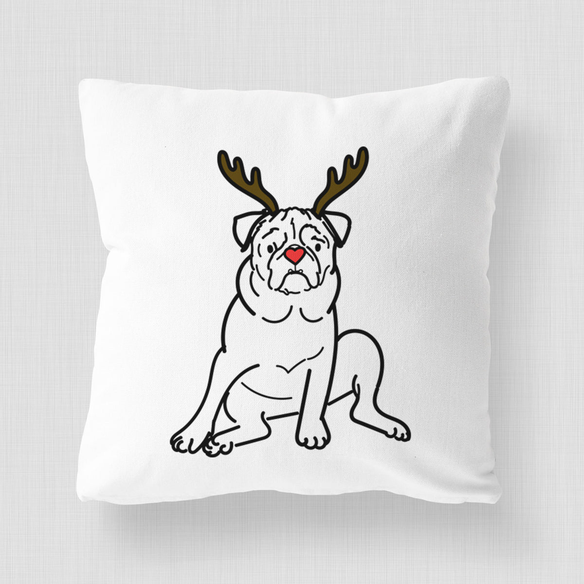 Love Always Pug - Rudy -  Throw Pillow Cover