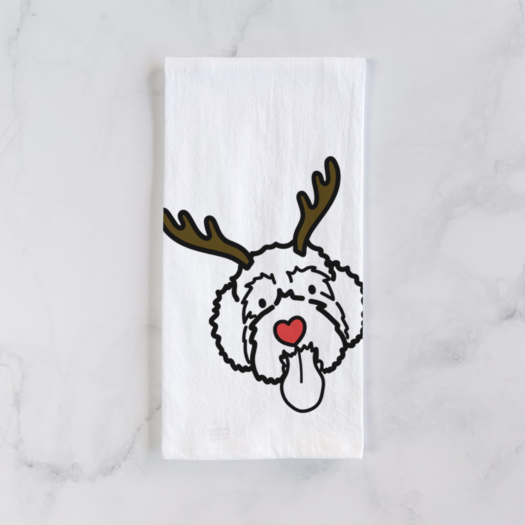 Red Nose Portguese Water Dog - Sam - Tea Towel