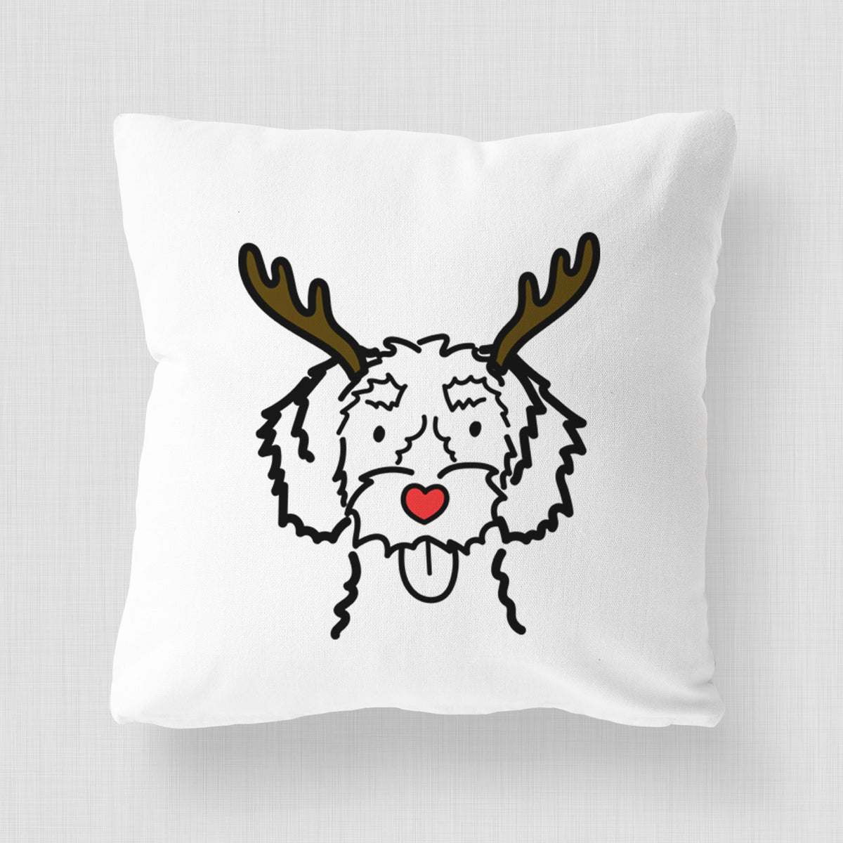 Love Always White Schnoodle - Throw Pillow Cover