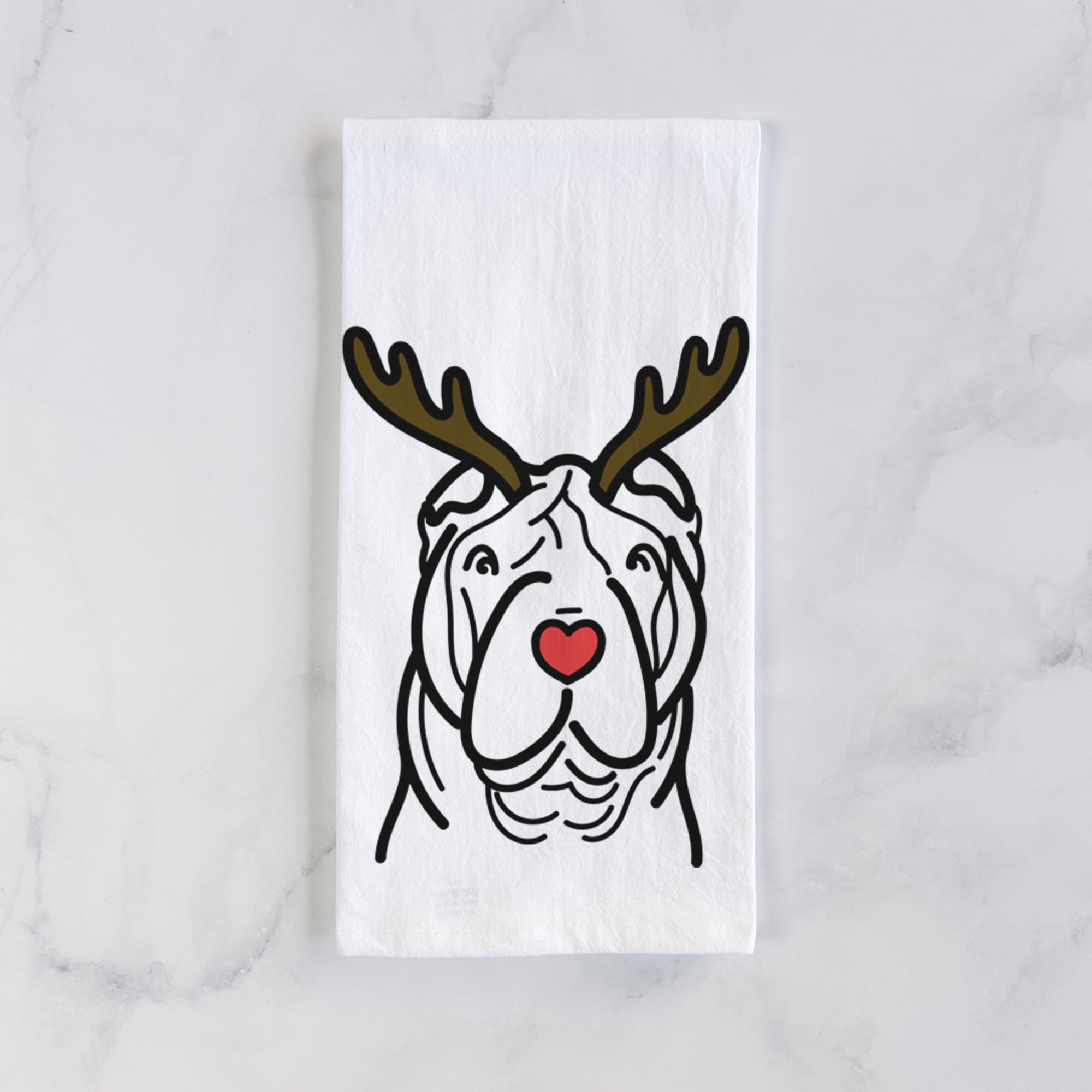 Red Nose Shar Pei - Tea Towel