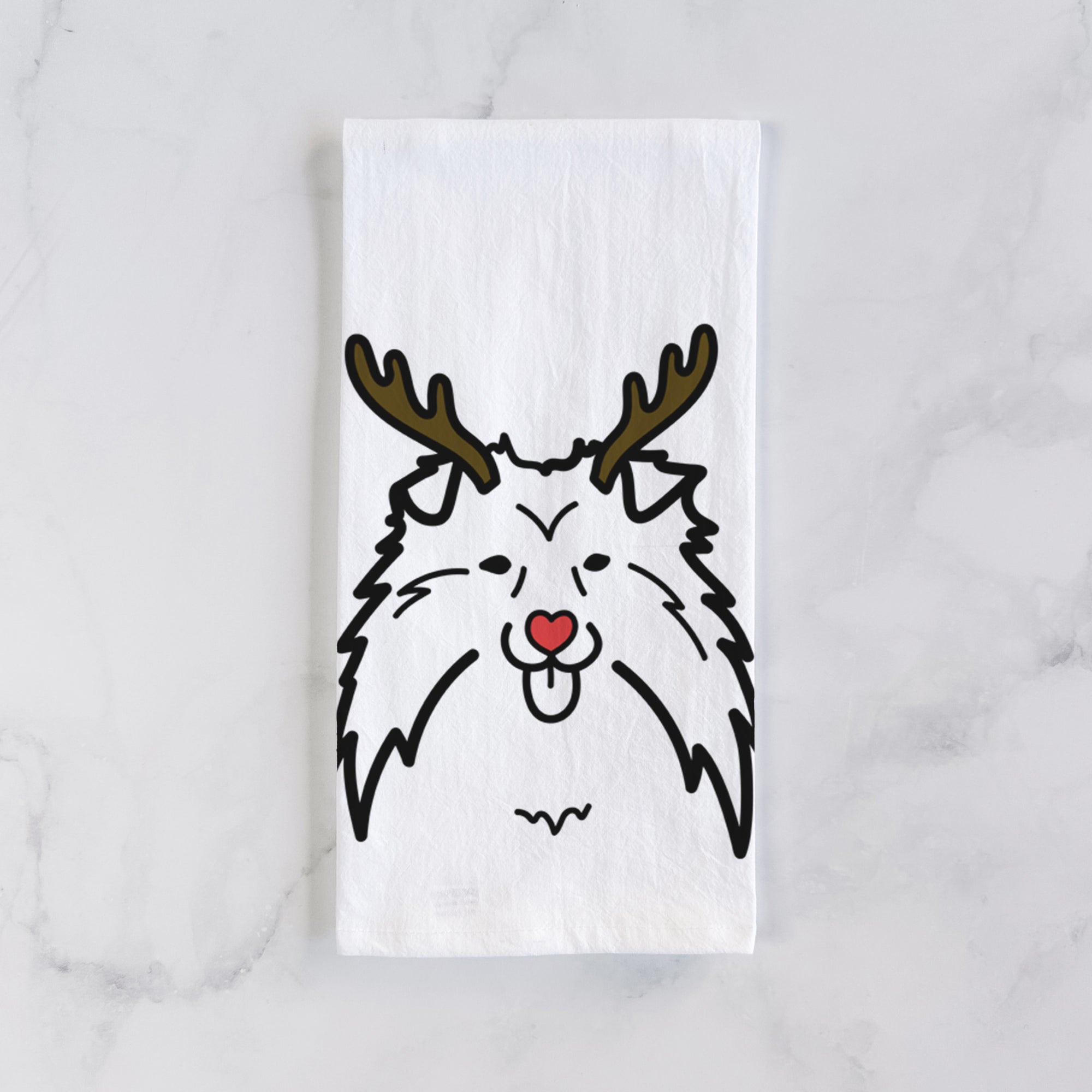 Red Nose Shetland Sheepdog - Tea Towel