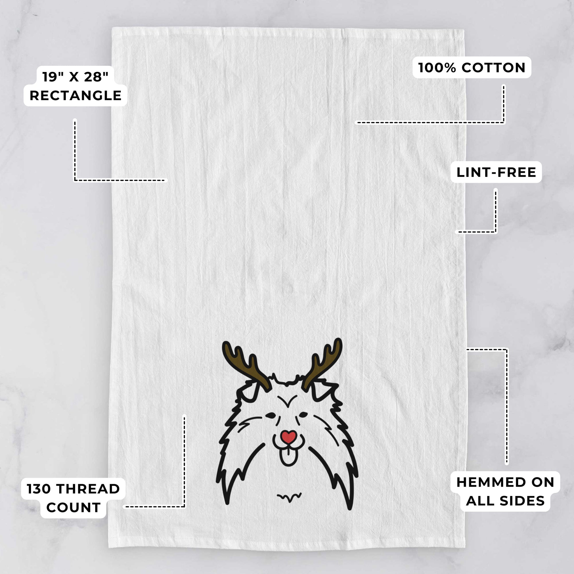 Red Nose Shetland Sheepdog - Tea Towel