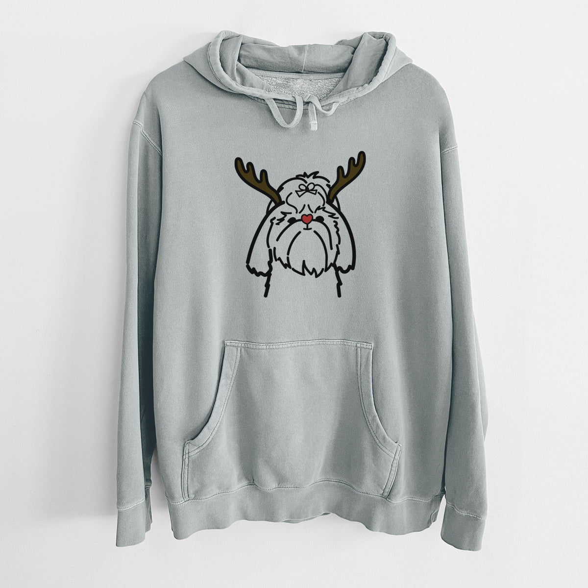 Red Nose Shih Tzu - Unisex Pigment Dyed Hoodie