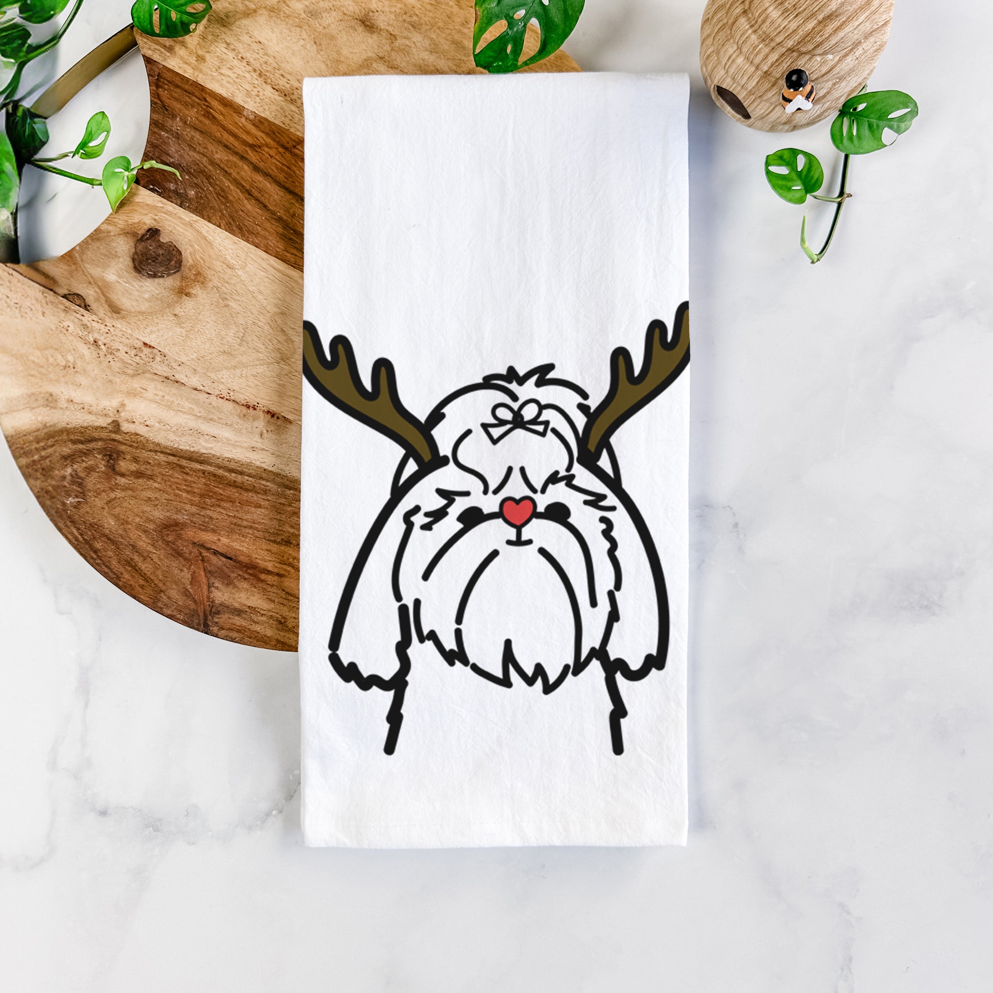 Red Nose Shih Tzu - Tea Towel