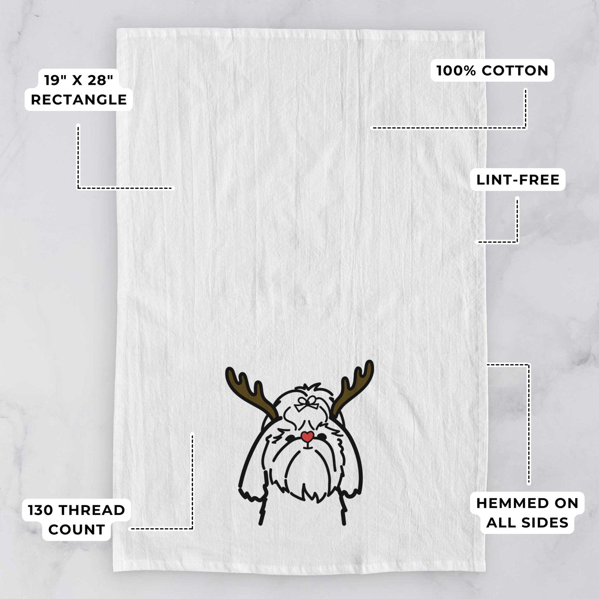 Red Nose Shih Tzu - Tea Towel