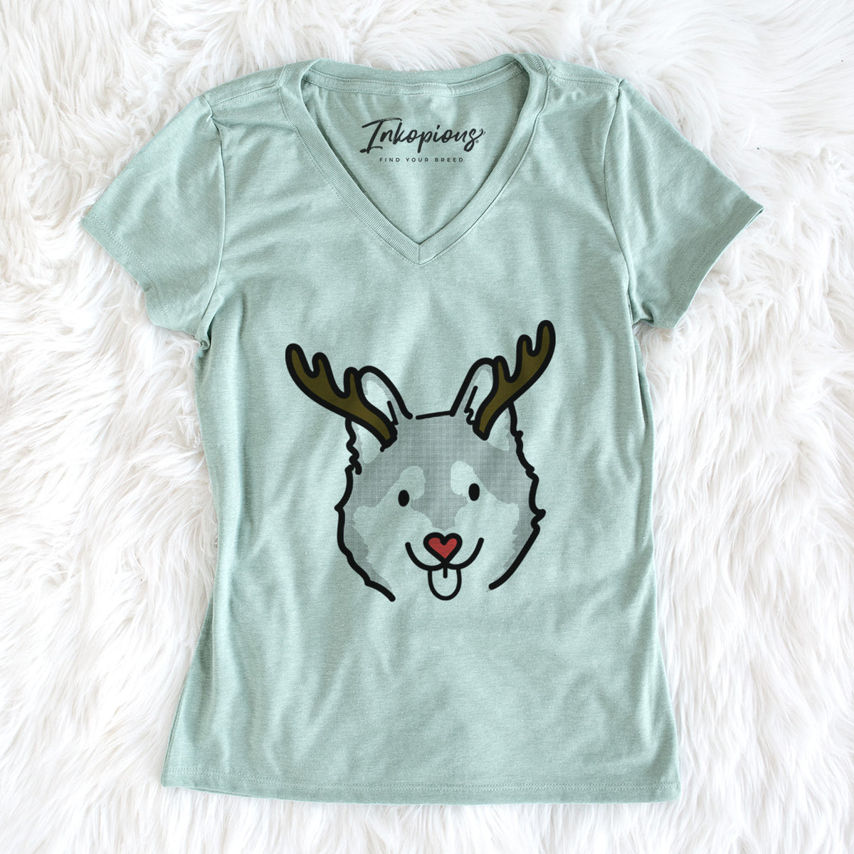 Red Nose Alaskan Klee Kai - Sitka - Women&#39;s Perfect V-neck Shirt