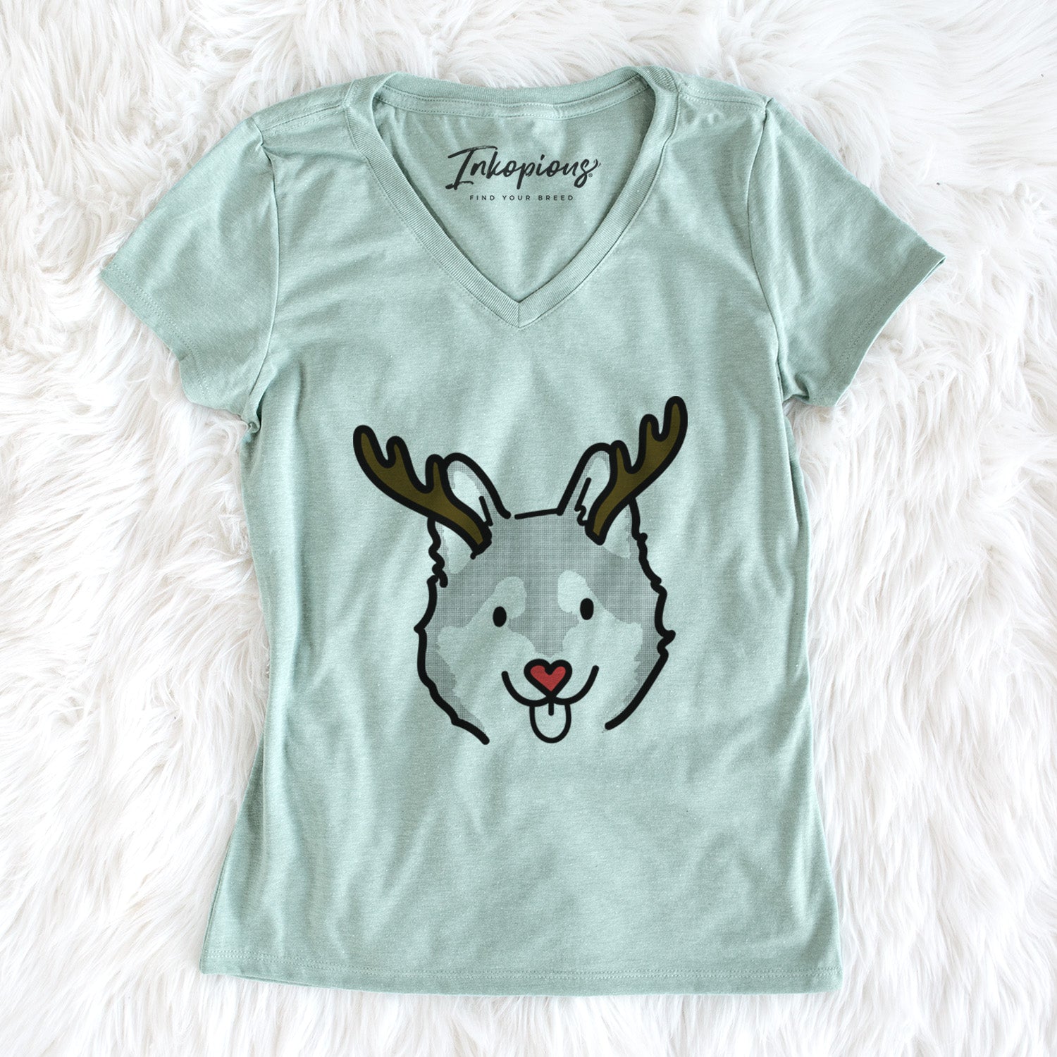 Red Nose Alaskan Klee Kai - Sitka - Women's Perfect V-neck Shirt
