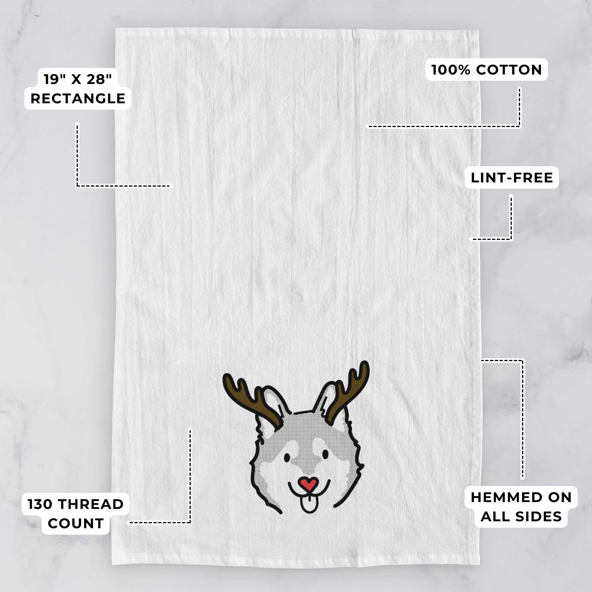 Red Nose Alaskan Klee Kai - Sitka - Tea Towel