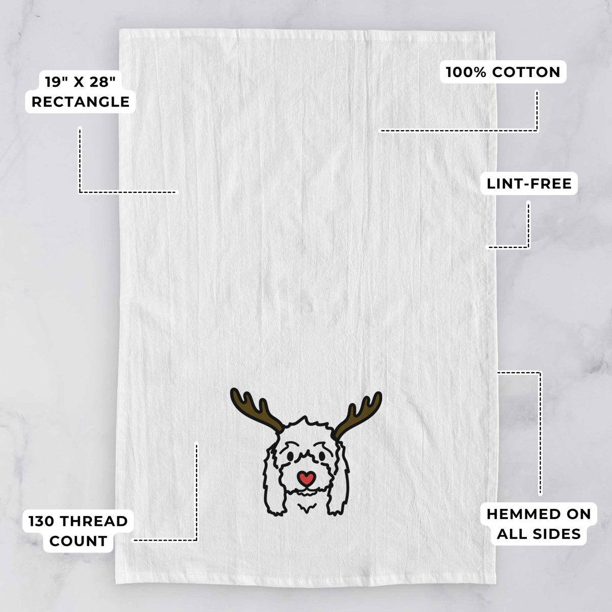 Red Nose Coton de Tulear - Sophie - Tea Towel